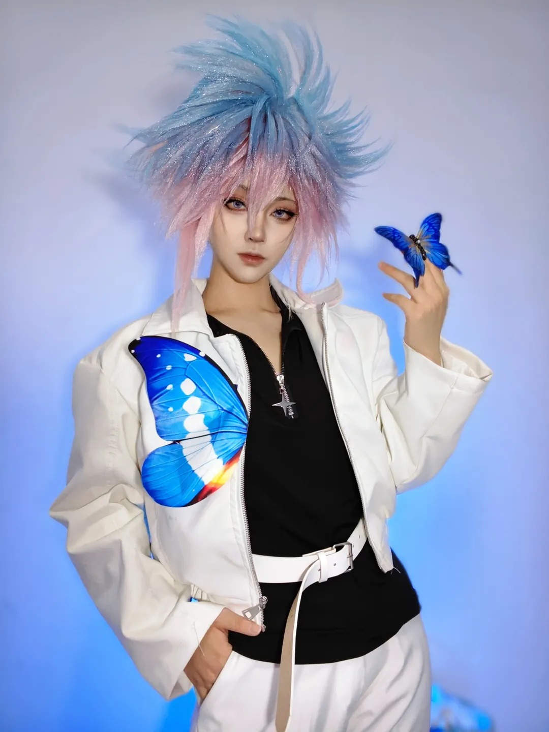 绝世唐门, 王冬cos, 斗罗大陆cosplay, 蓝粉渐变假发, 蓝蝴蝶cos