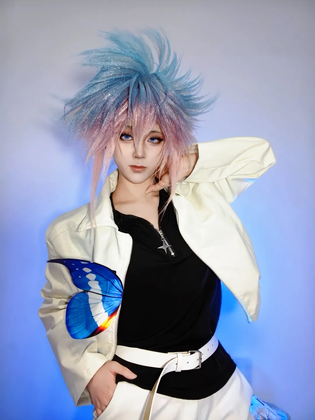 絶世唐門, 王冬 コスプレ, 斗羅大陸 コスプレ, 青とピンクのグラデーションウィッグ, 青い蝶 コスプレ - 2枚目