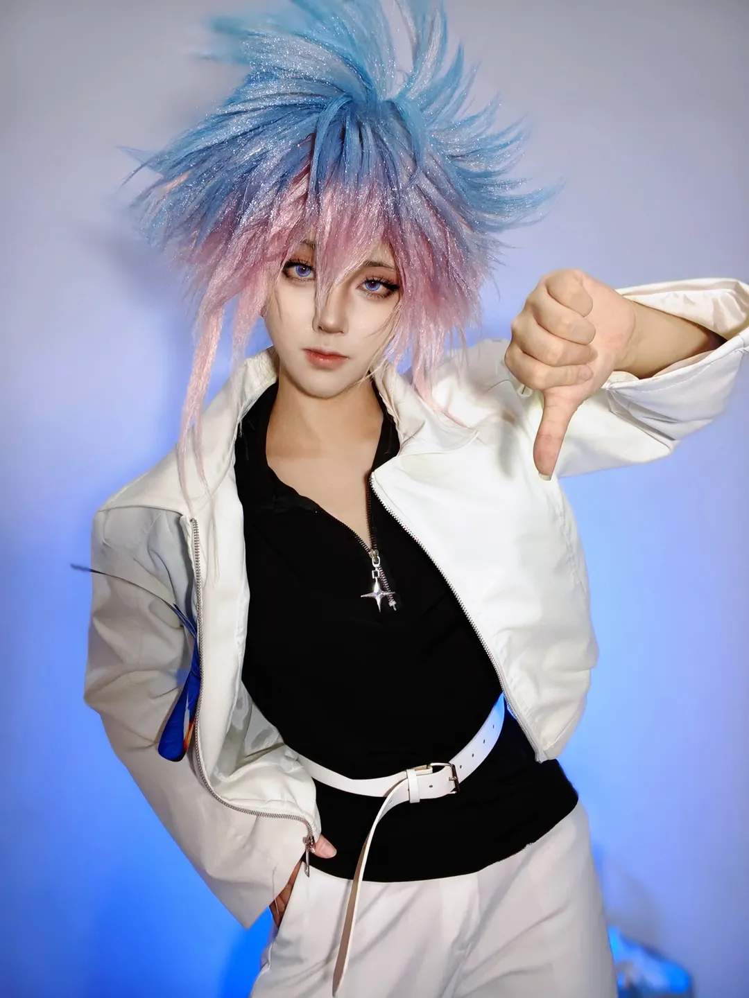 絶世唐門, 王冬 コスプレ, 斗羅大陸 コスプレ, 青とピンクのグラデーションウィッグ, 青い蝶 コスプレ - 4枚目