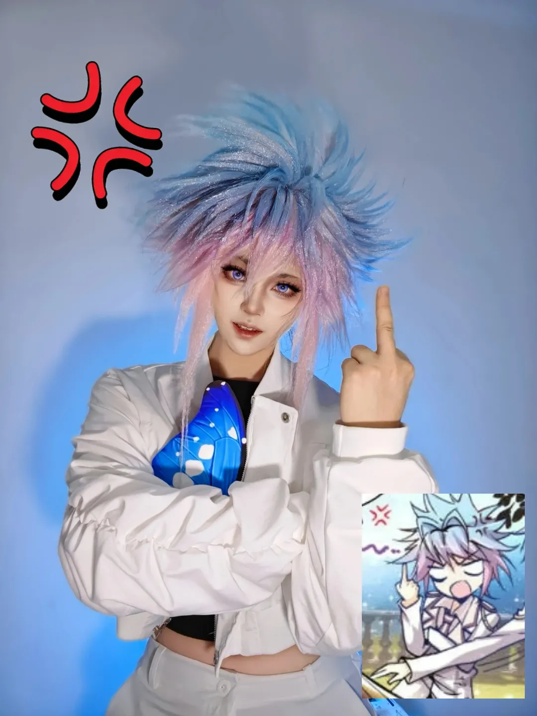 绝世唐门, cosplay分享, 二次元角色还原, 王冬cos, 蓝粉渐变假发 - 第1张