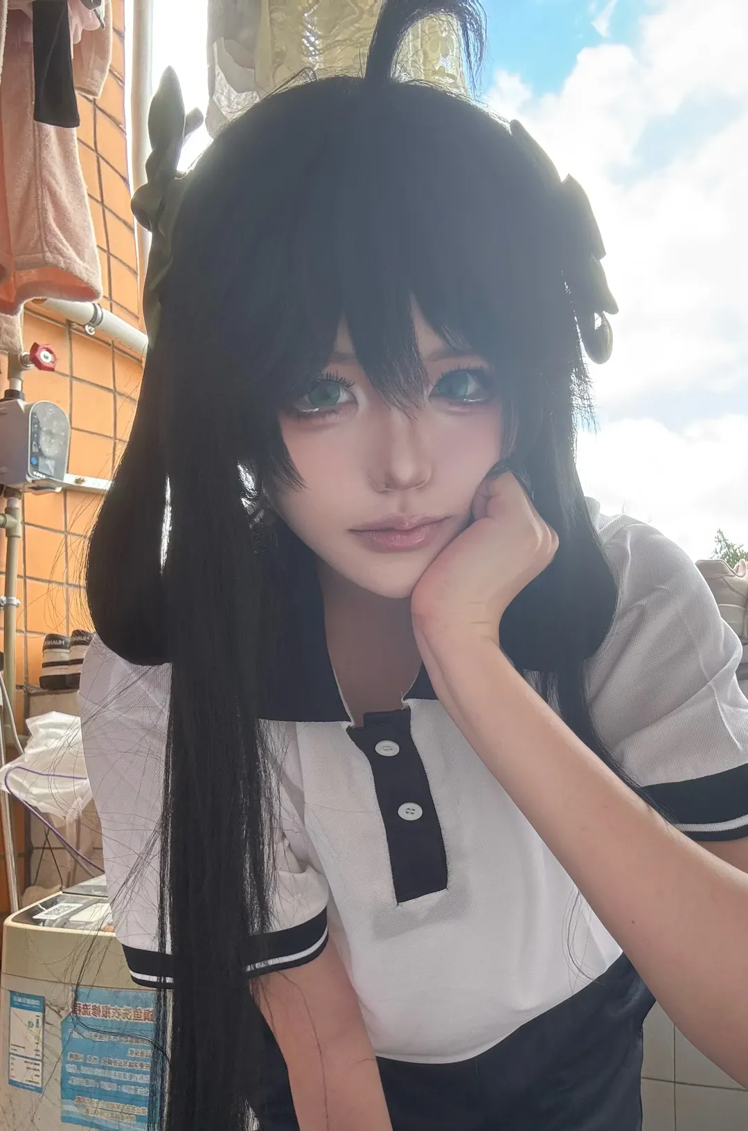 王者荣耀, cosplay日常, 孙尚香cos, 校园pa, 绿瞳美少女