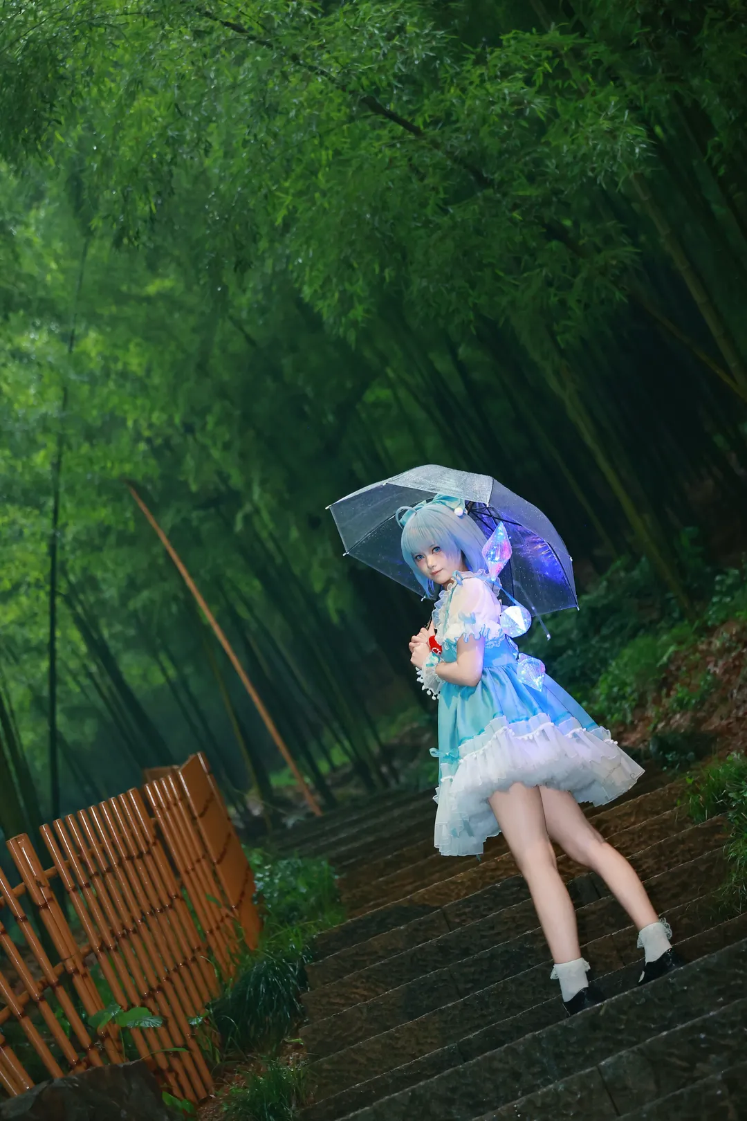 cosplay, 东方project, 琪露诺cos, 竹林写真, 雨景摄影 - 第1张