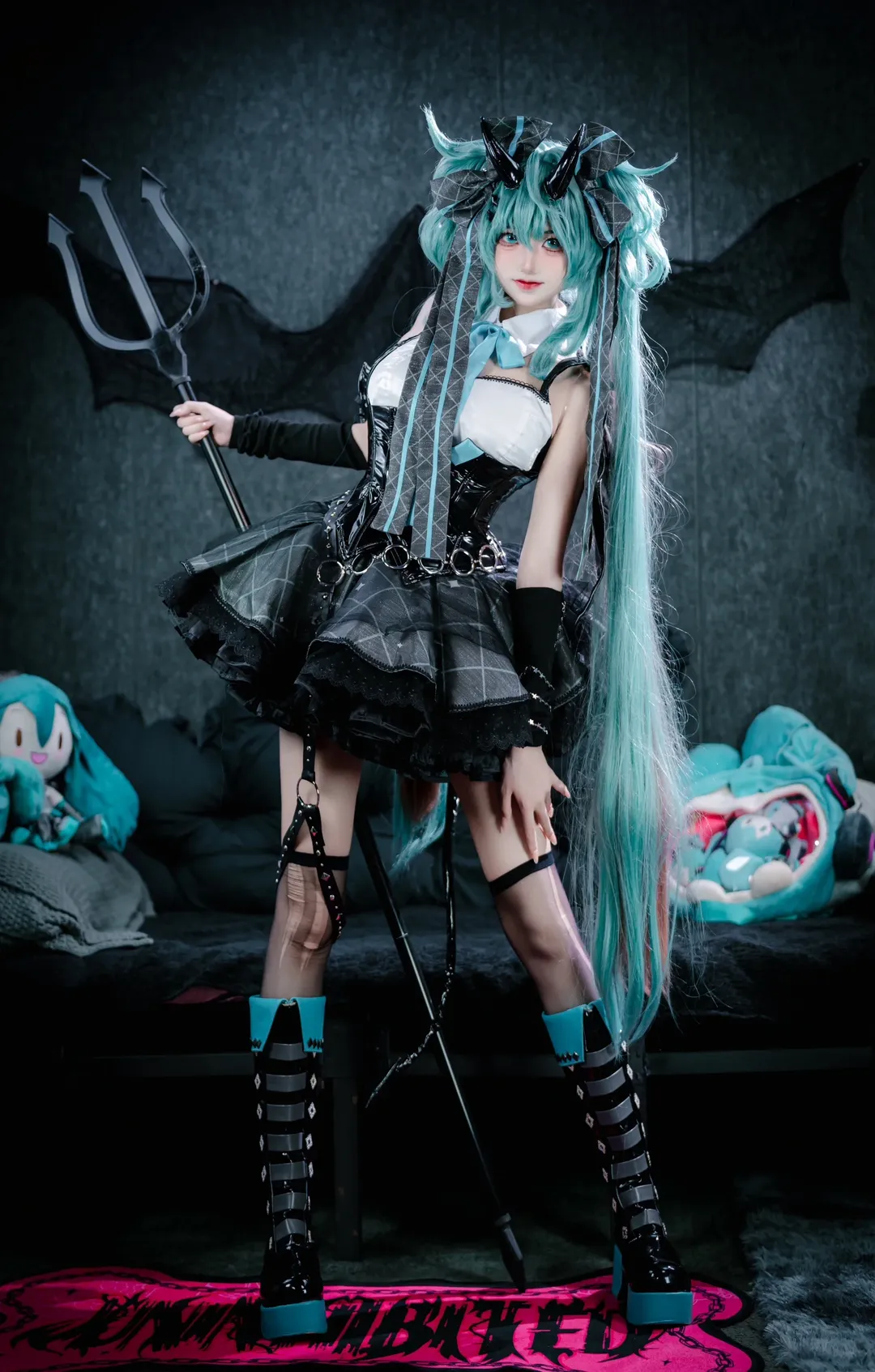 初音未来cos, cosplay分享, 双马尾造型, 暗黑哥特风cosplay, 自拍馆写真 - 第3张