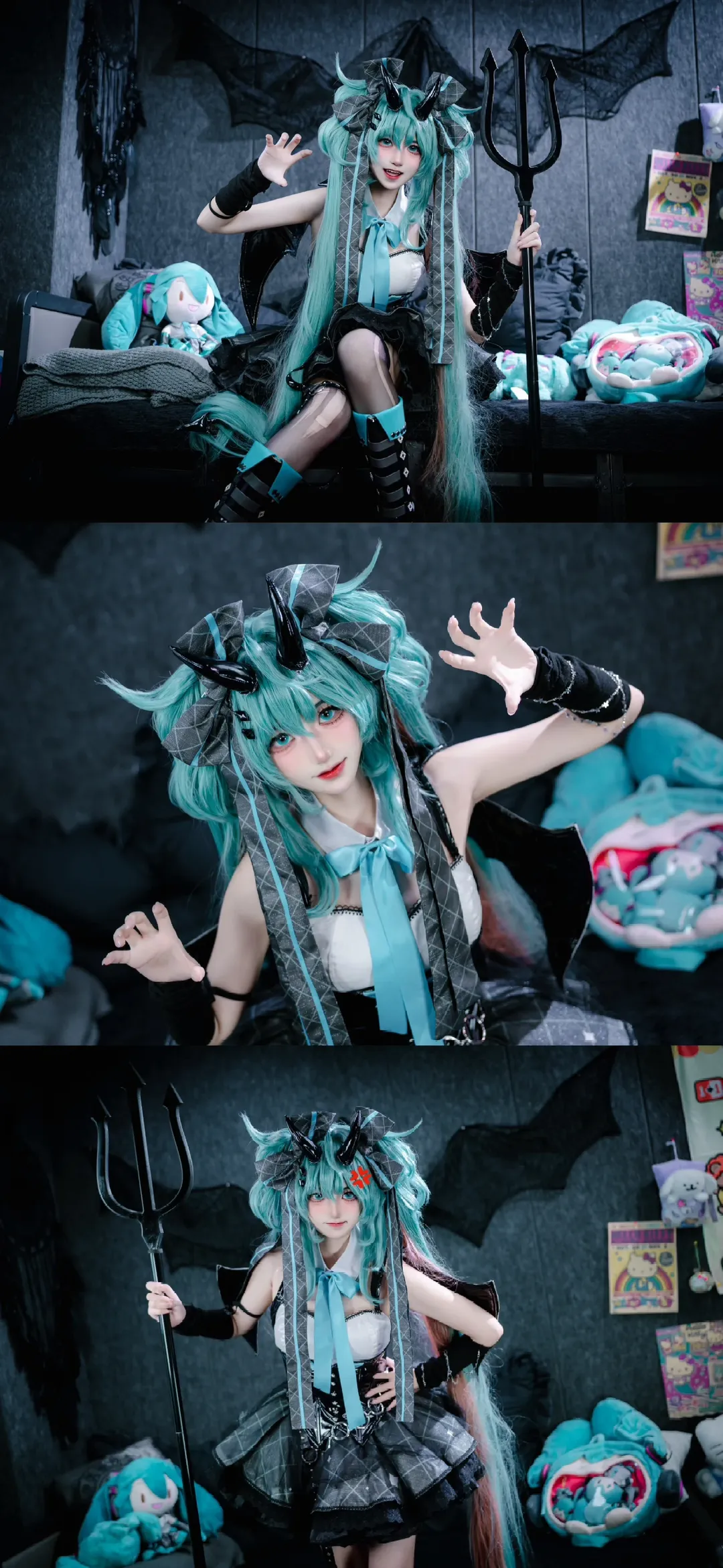 初音未来cos, cosplay分享, 双马尾造型, 暗黑哥特风cosplay, 自拍馆写真 - 第6张
