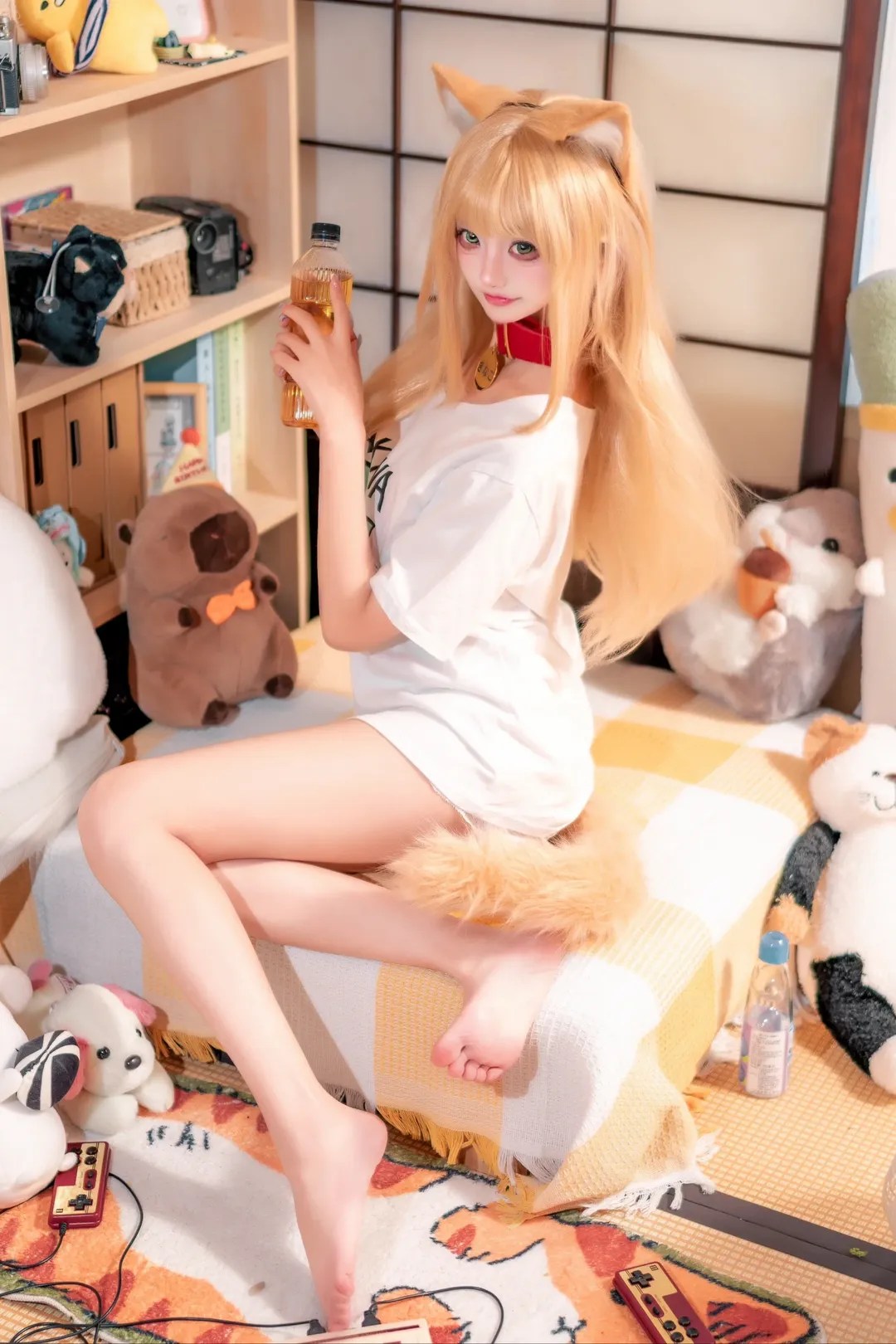 二次元少女, 日系居家写真, 兽耳cosplay, 棚拍日常, 猫娘装扮