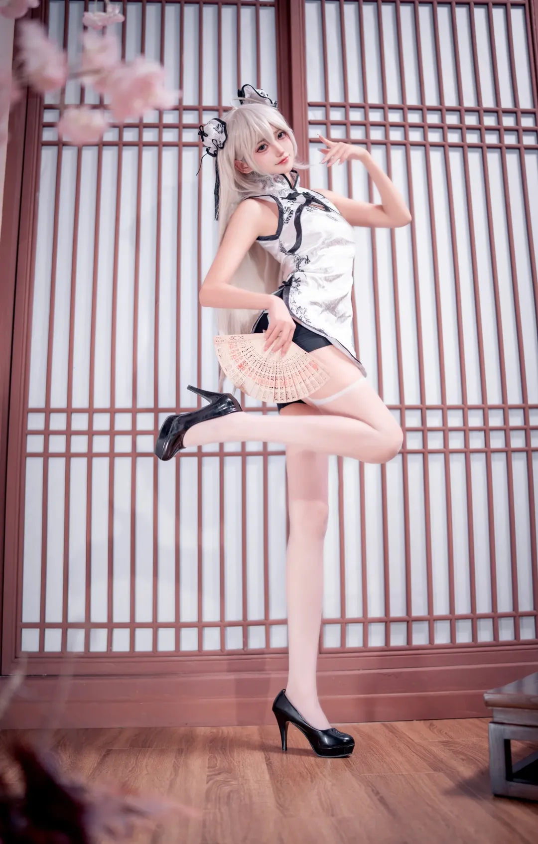 二次元cosplay, 长春约拍, 穹妹cos, 国风改良旗袍, 白毛甜妹