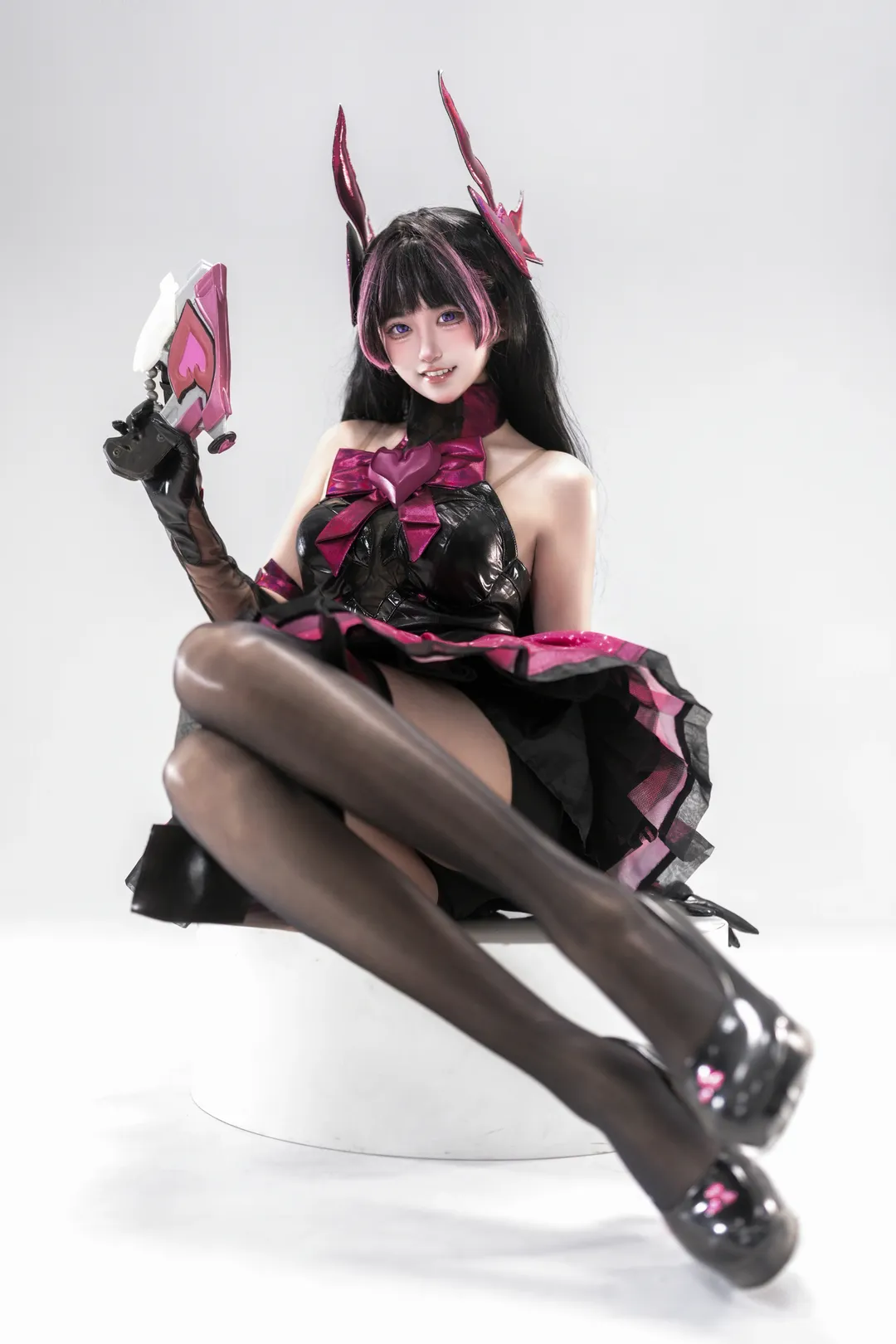 二次元cosplay, 长春约拍, 守望先锋, D.VA cos, 白棚黑丝