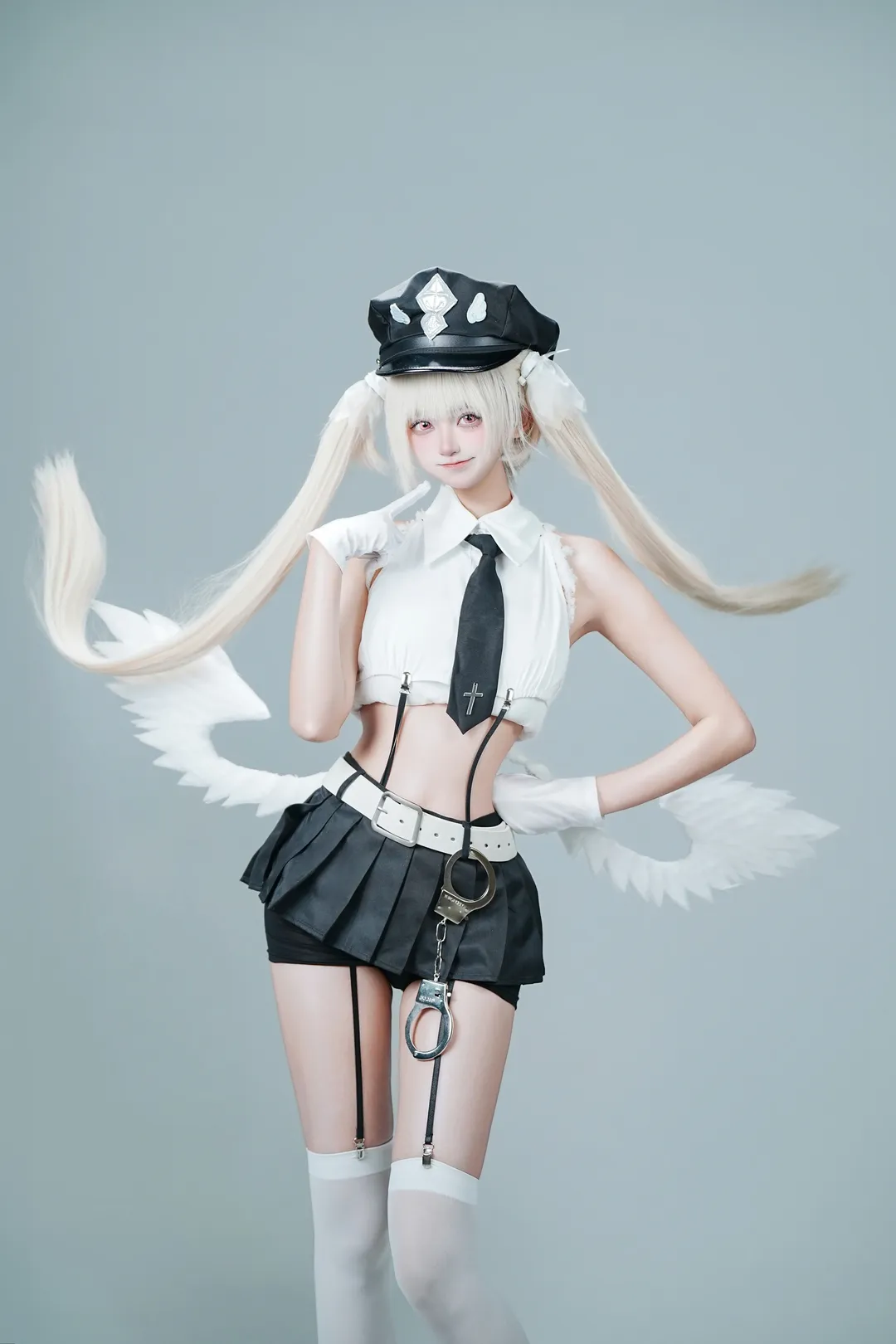 棚拍, 二次元cosplay, 原创角色, 天使警官cos, 黑白制服 - 第1张