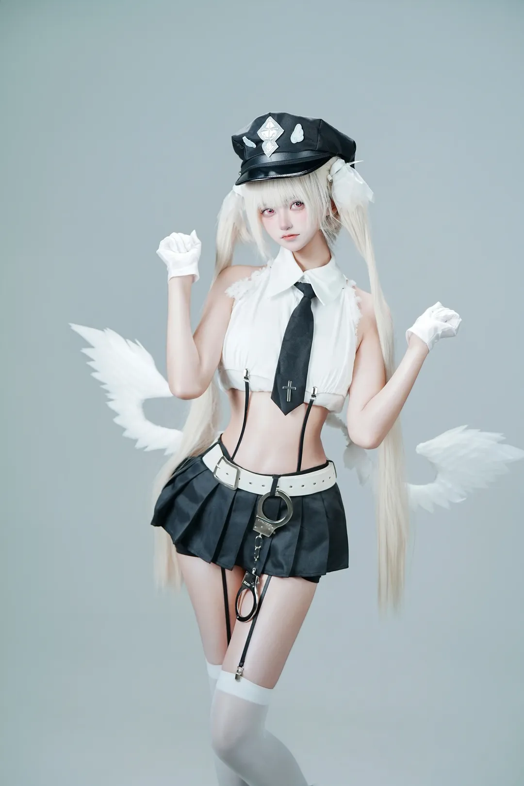 棚拍, 二次元cosplay, 原创角色, 天使警官cos, 黑白制服 - 第3张