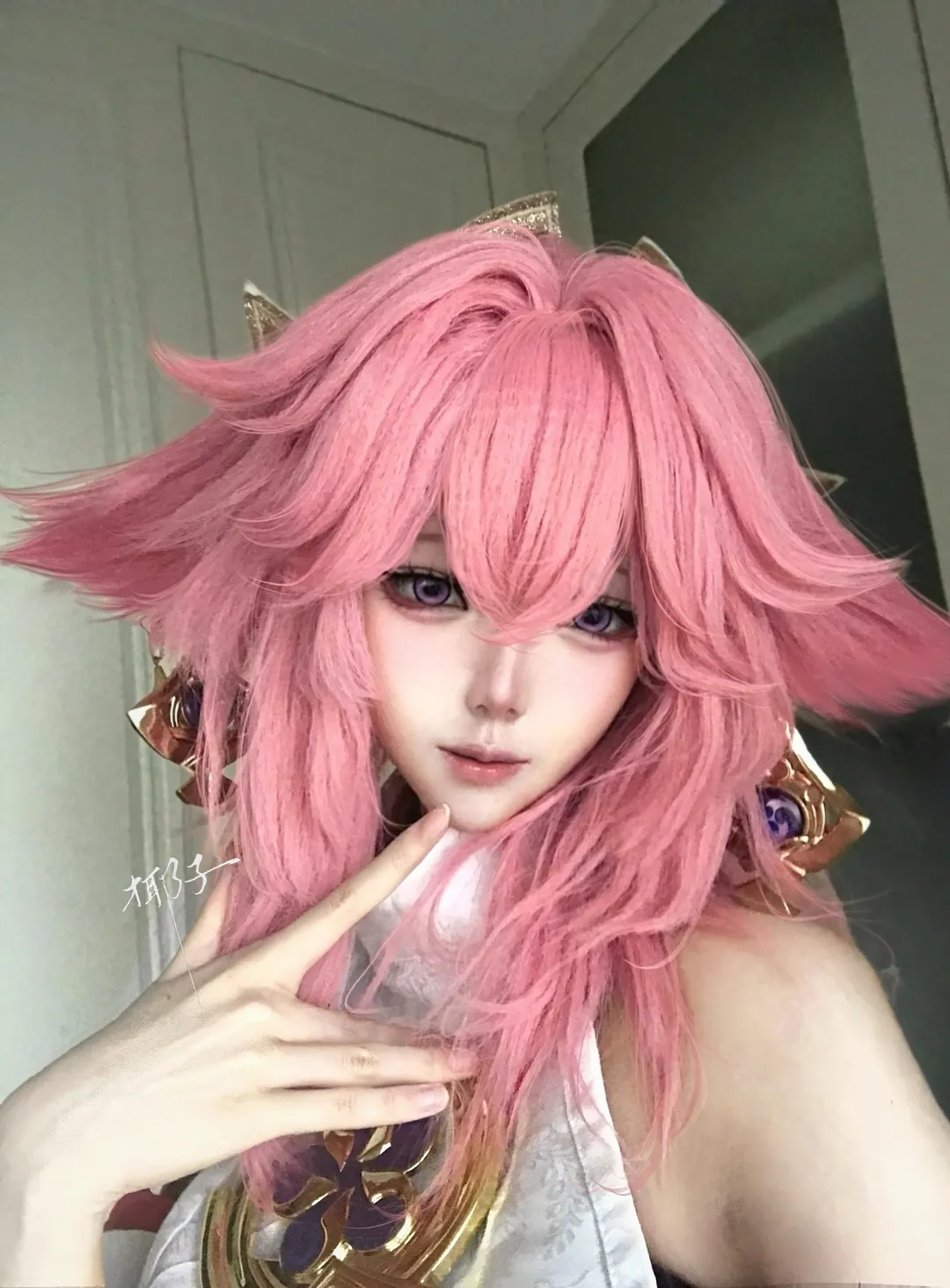 原神, 八重神子 コスプレ, 鳴神組, コスプレシェア, ピンクのウィッグ