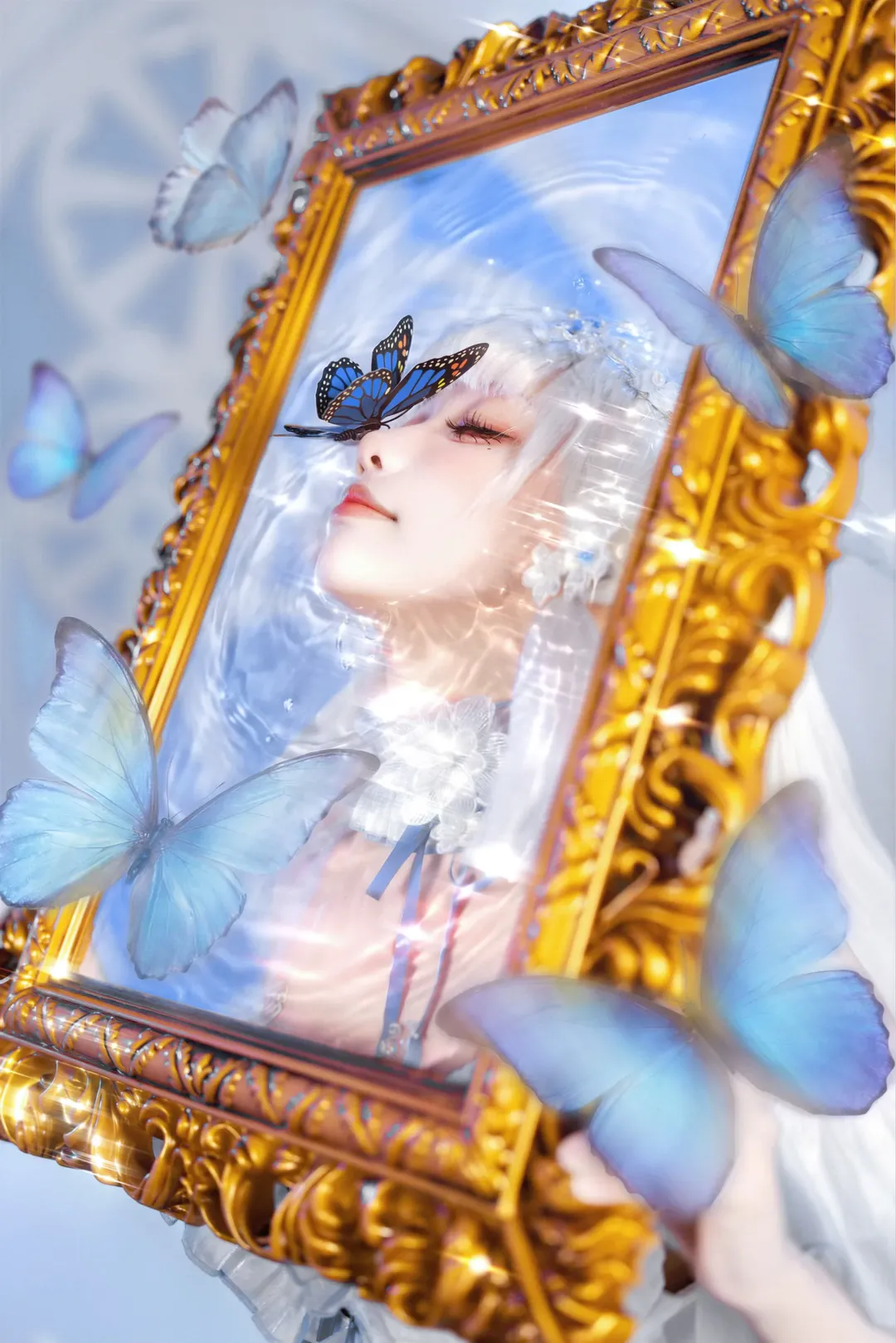 原神, 神里綾華 コスプレ, 幻想的な撮影, 白鷺姫君, 氷属性キャラクター - 1枚目