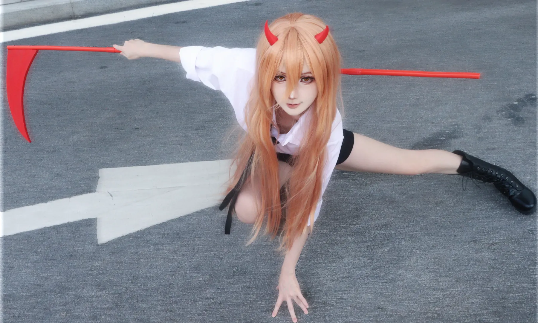 户外摄影, 电锯人, cosplay场照, 帕瓦cos, 红色武器道具
