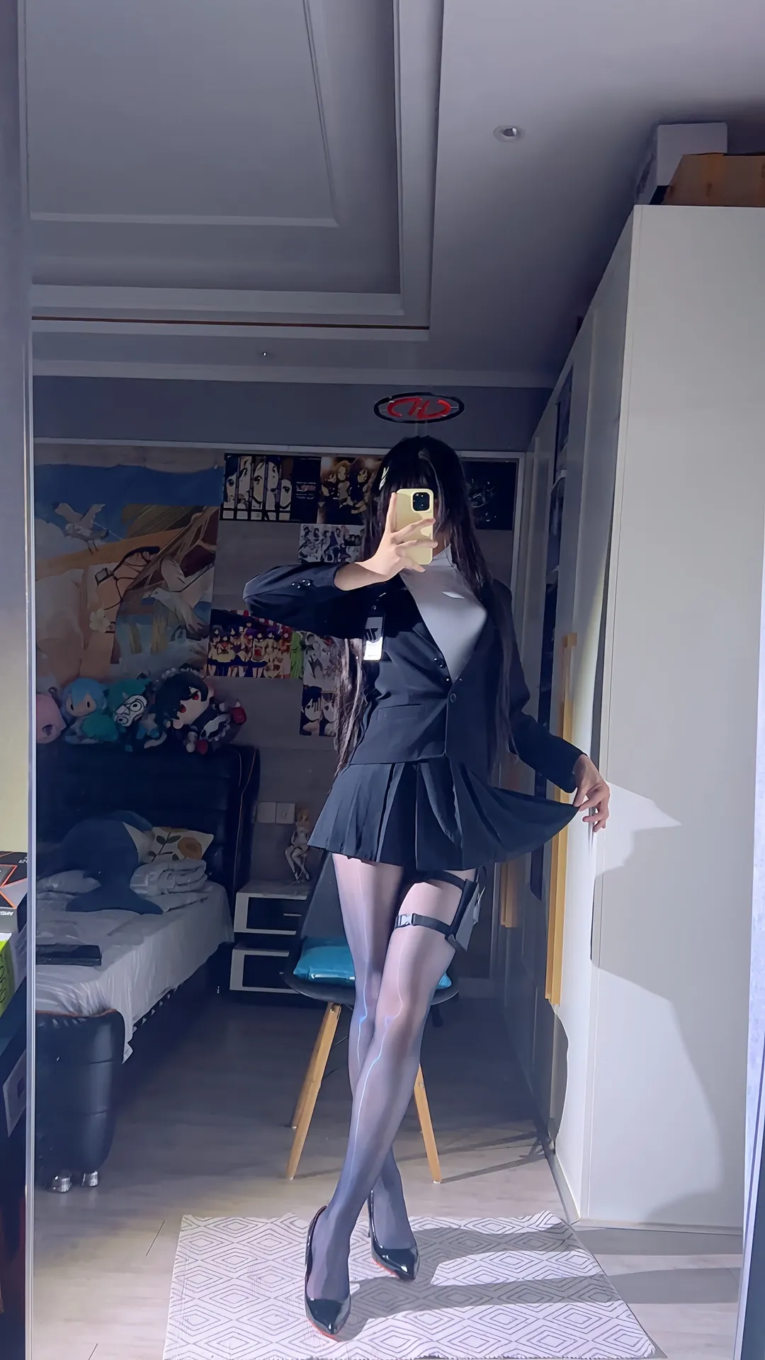 蔚蓝档案, 对镜自拍, 调月莉音cos, 制服穿搭, 千年科学学园 - 第1张