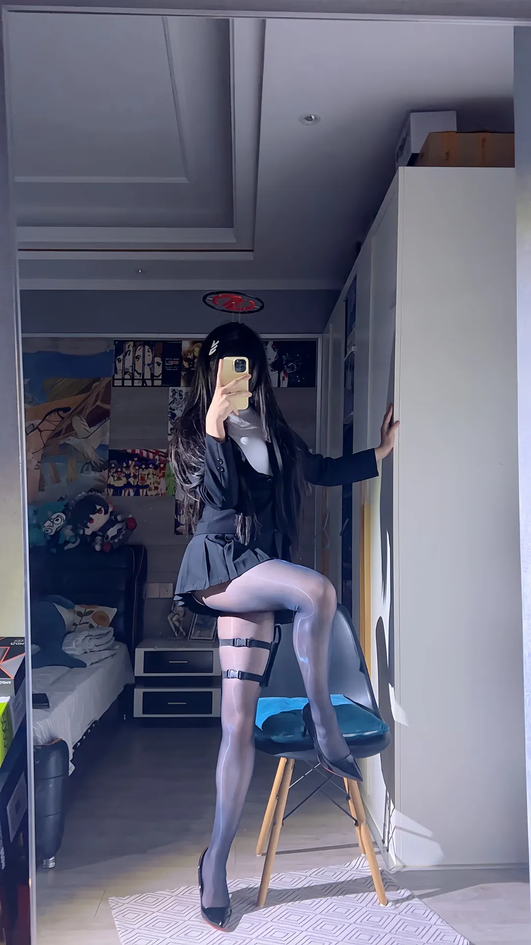 蔚蓝档案, 对镜自拍, 调月莉音cos, 制服穿搭, 千年科学学园 - 第2张