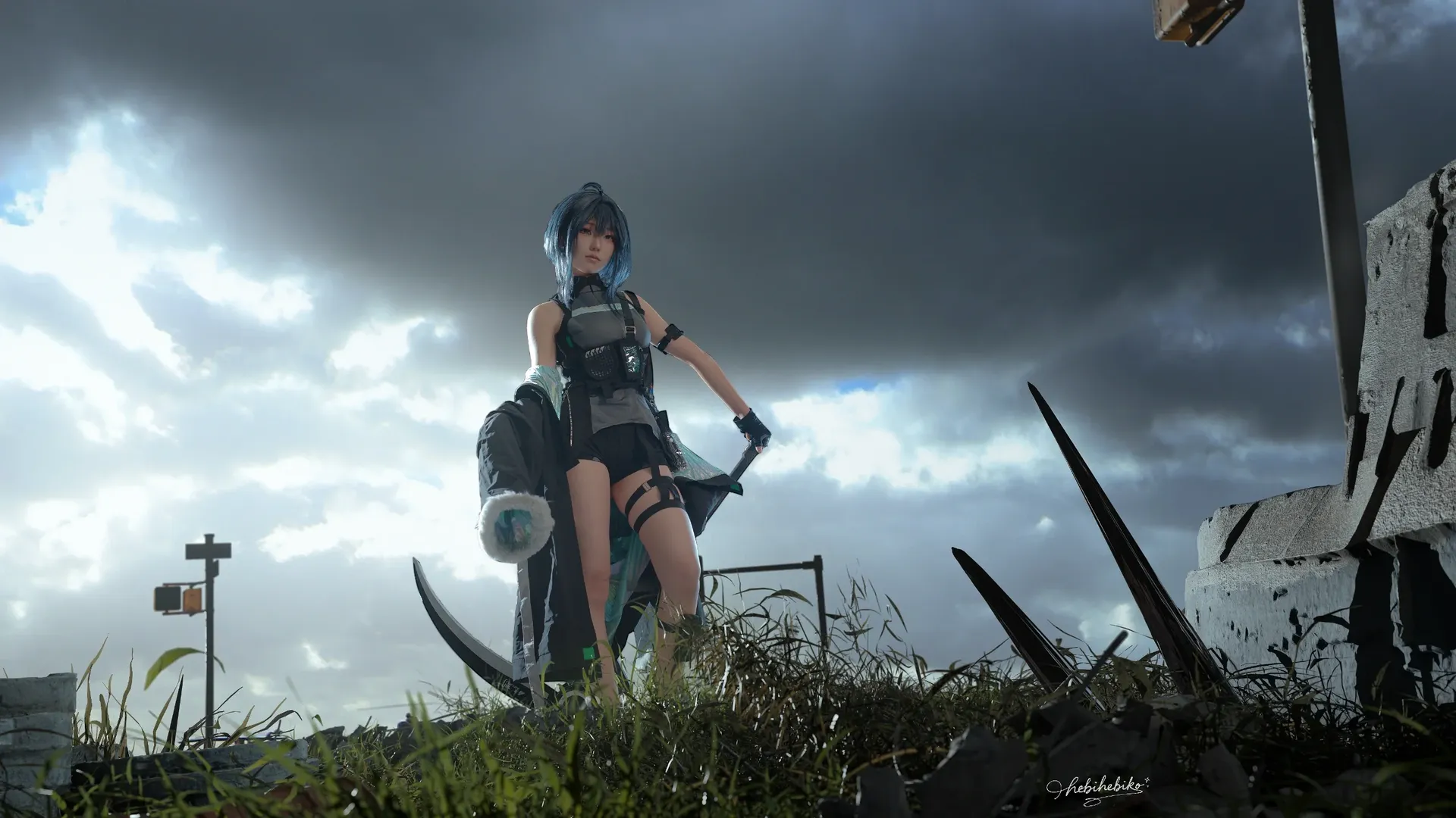 アークナイツ, コスプレイベント写真, イベント写真合成, 廃墟風写真, ラ・プルマ コスプレ