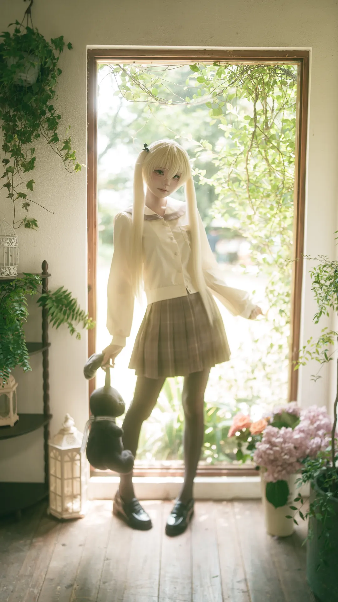 二次元撮影, 春日野穹 コスプレ, ヨスガノソラ, JK制服写真, 逆光コスプレ
