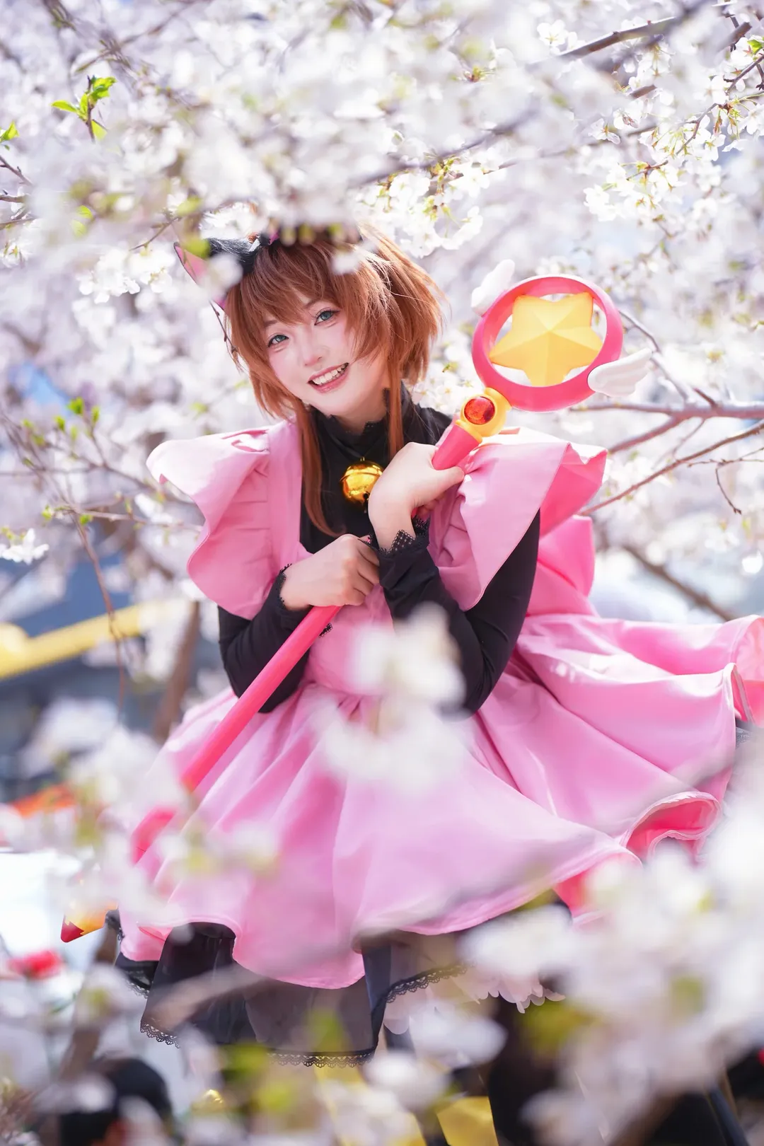 猫耳少女, cosplay正片, 魔法少女装扮, 户外人像写真, 武汉樱花季 - 第3张