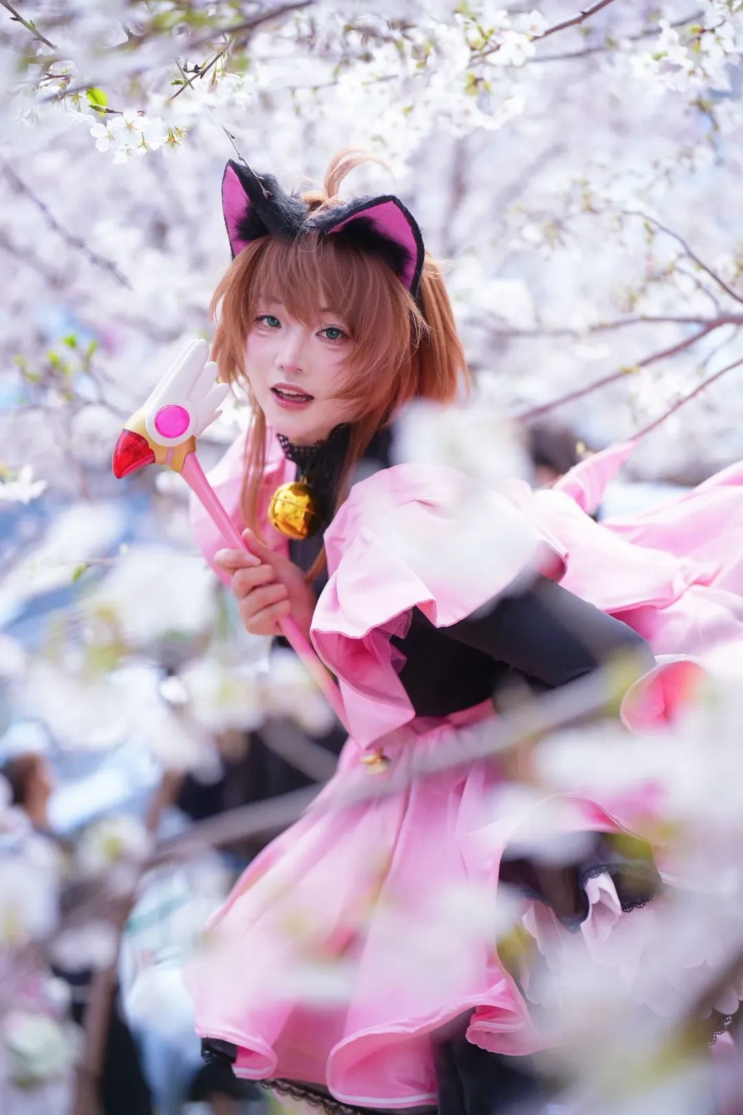 猫耳少女, cosplay正片, 魔法少女装扮, 户外人像写真, 武汉樱花季 - 第4张