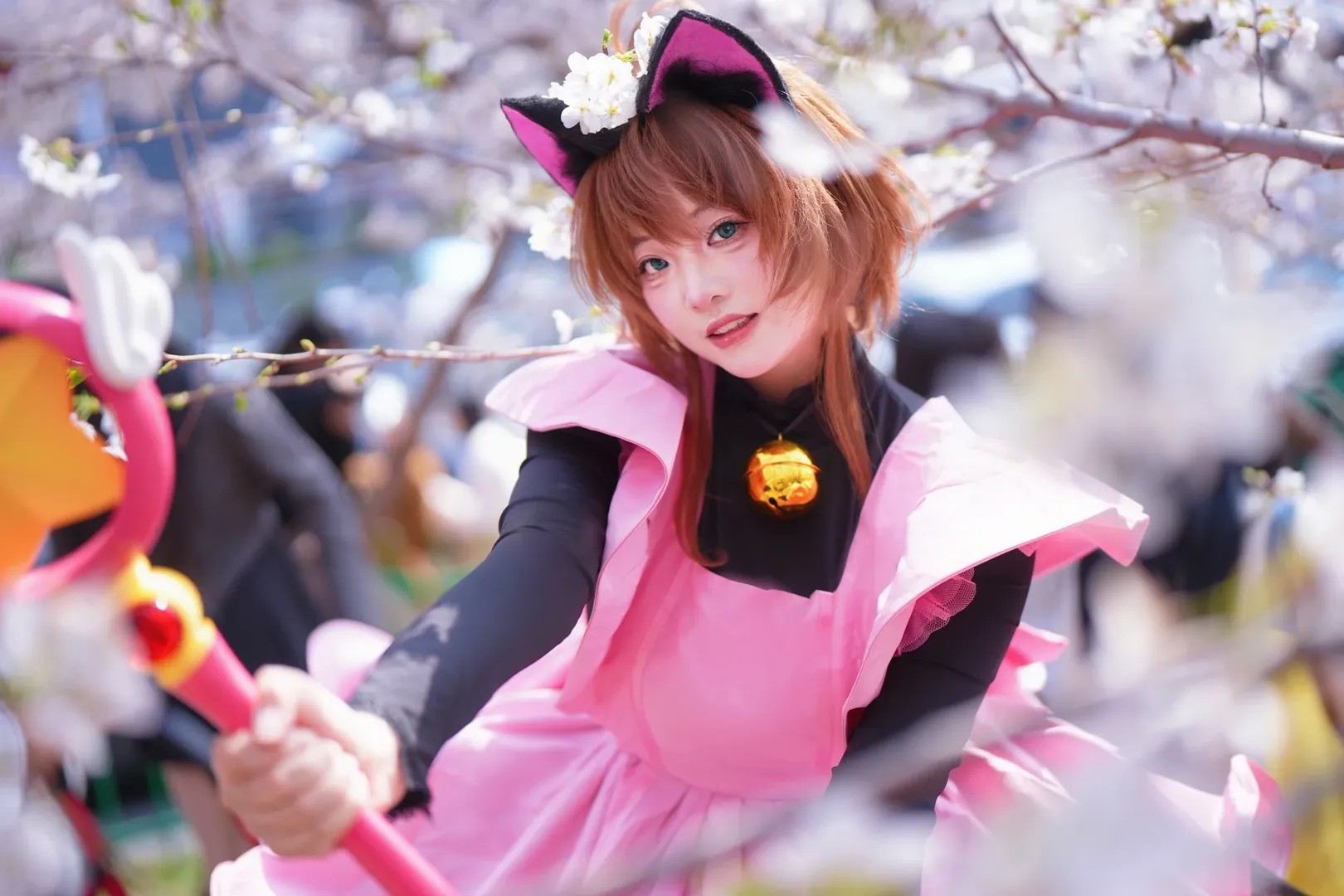 猫耳少女, cosplay正片, 魔法少女装扮, 户外人像写真, 武汉樱花季 - 第8张