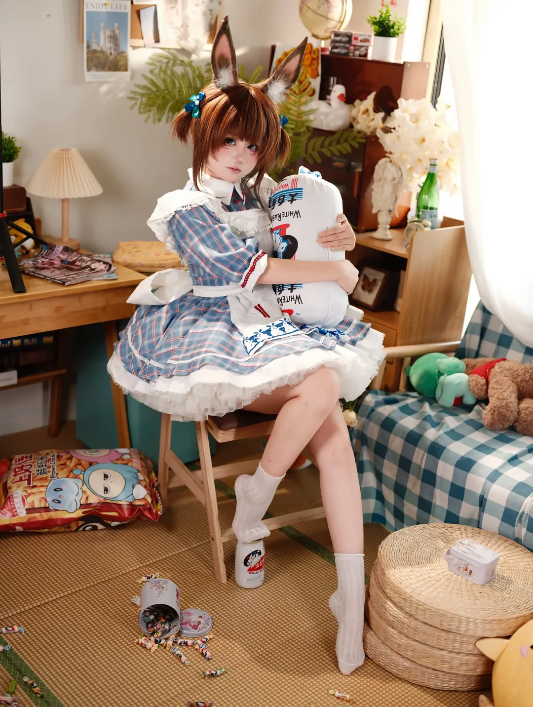 二次元cosplay, 明日方舟, 阿米娅cos, 大白兔联动, 居家写真 - 第4张