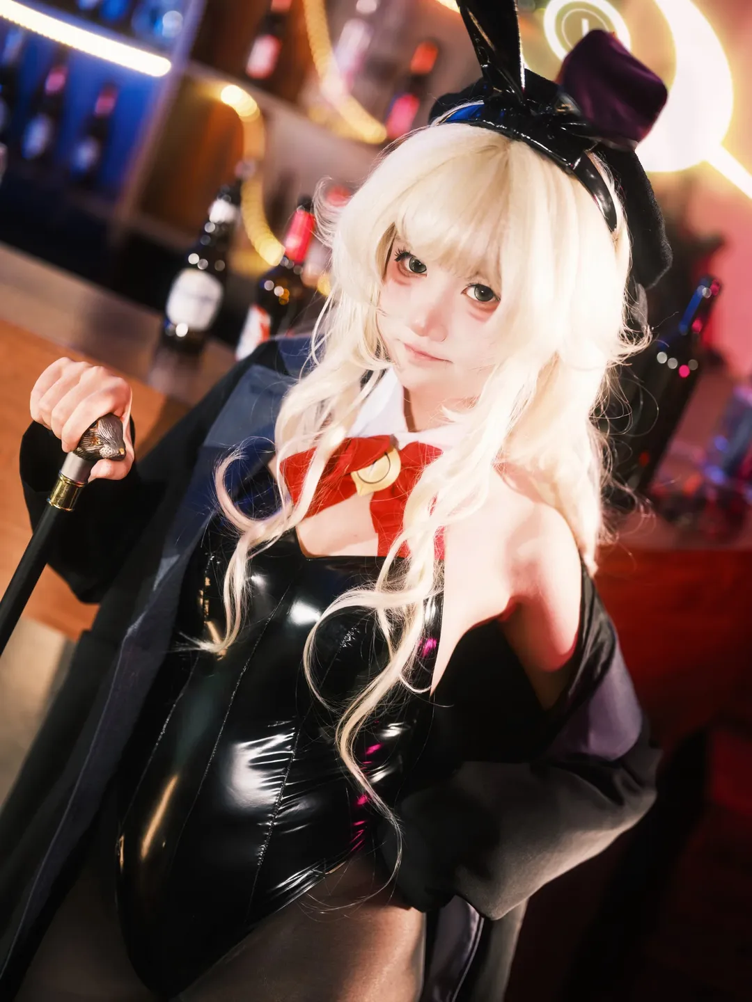 蔚蓝档案, 笑面教授cos, cosplay摄影, 霓虹光影, 兔女郎造型 - 第2张