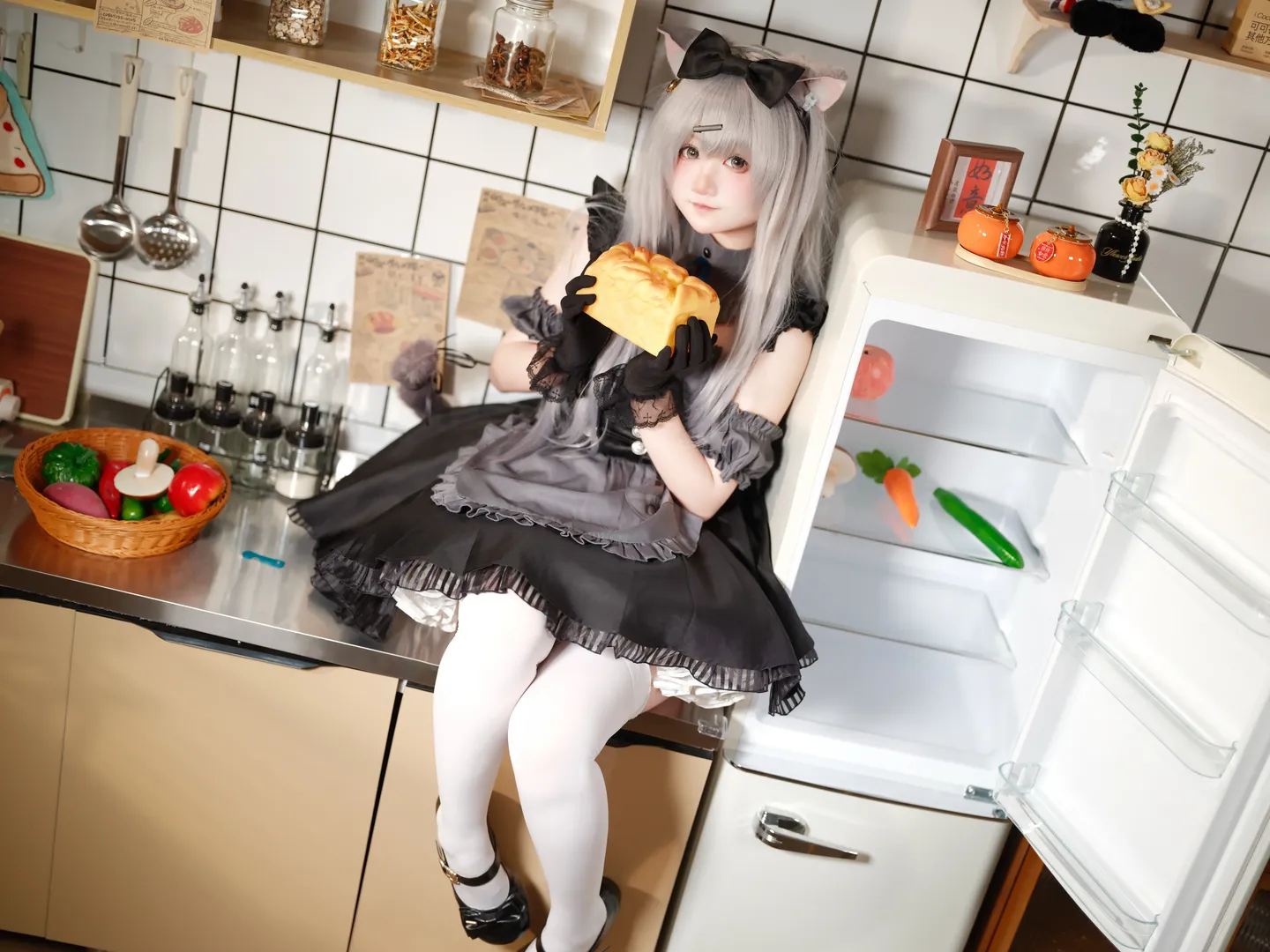 二次元cosplay, 廚房寫真, 雪村千繪莉cos, 貓娘女僕, 巧克甜戀 - 第2張