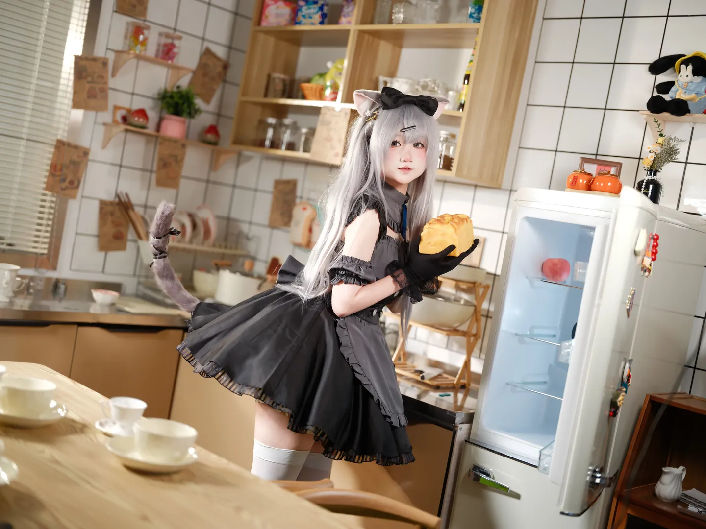 二次元cosplay, 廚房寫真, 雪村千繪莉cos, 貓娘女僕, 巧克甜戀 - 第5張
