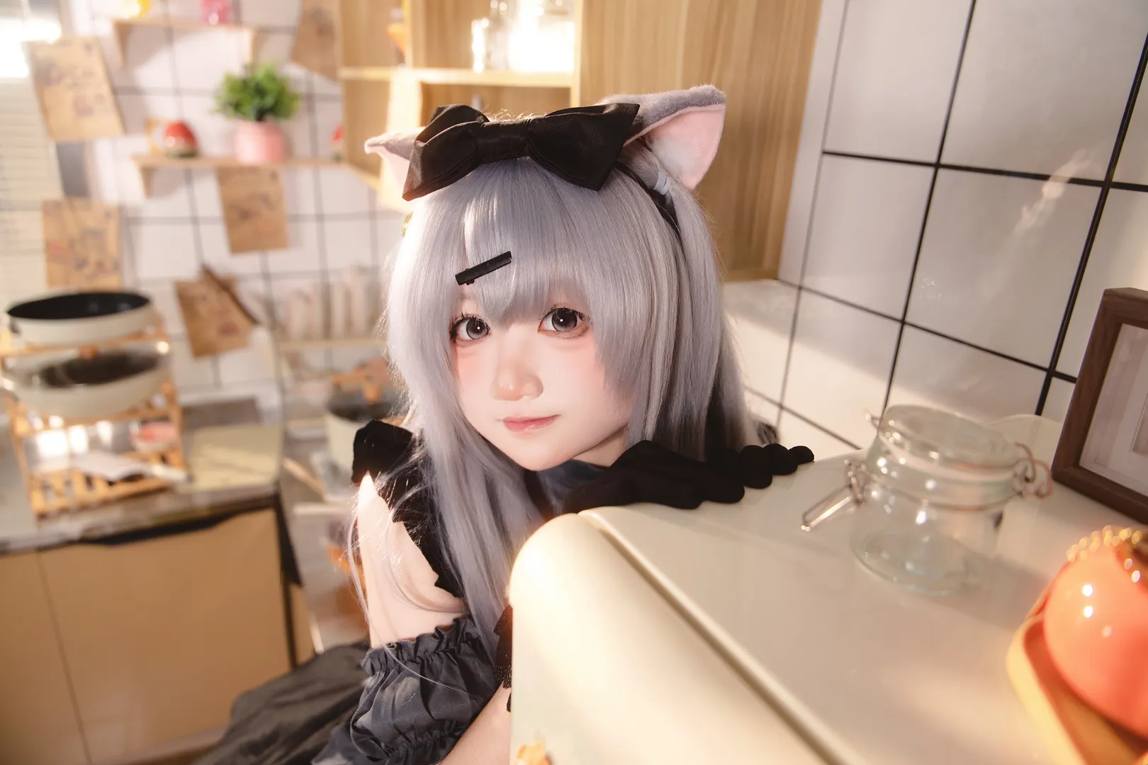 白丝穿搭, 雪村千绘莉cos, 兽耳女仆, 巧克甜恋, 厨房日常摄影 - 第2张