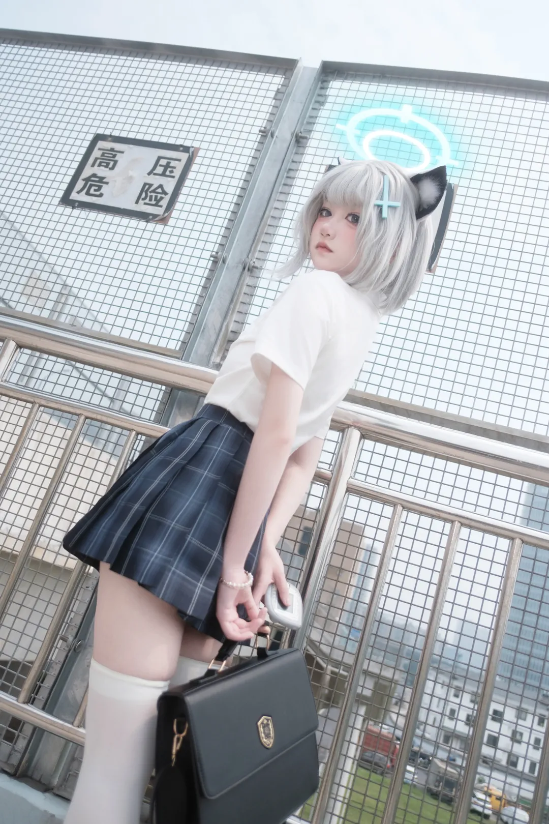 二次元摄影, 蔚蓝档案, 户外cos, 砂狼白子cos, 制服写真