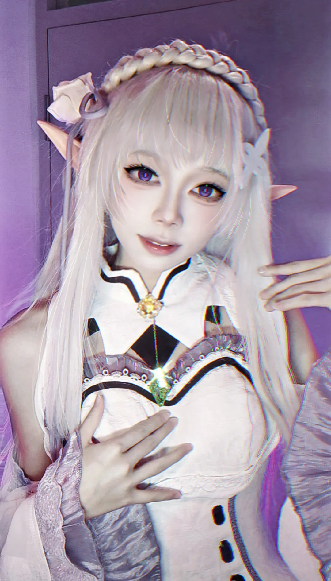 从零开始的异世界生活, 爱蜜莉雅cos, 二次元角色扮演, 精灵耳cosplay, 银发紫瞳