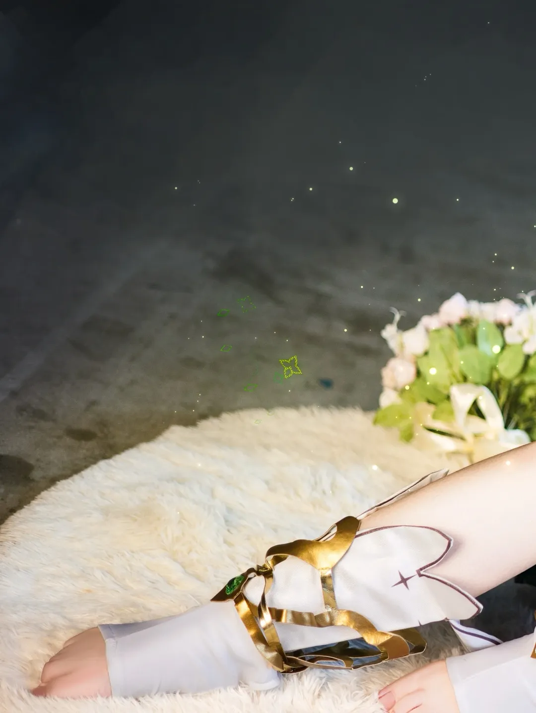二次元摄影, 纳西妲cos, cosplay场照, 精灵耳假发, 白绿配色服饰 - 第2张