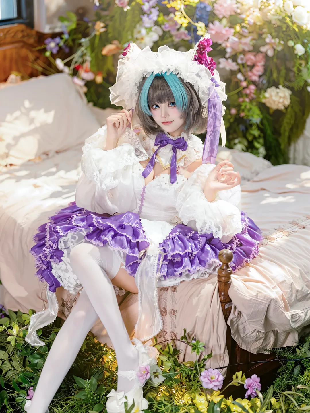 チェシャー コスプレ, アズールレーン, ロリータ・ファッション, 白ニーソコーデ, 温室撮影 - 4枚目