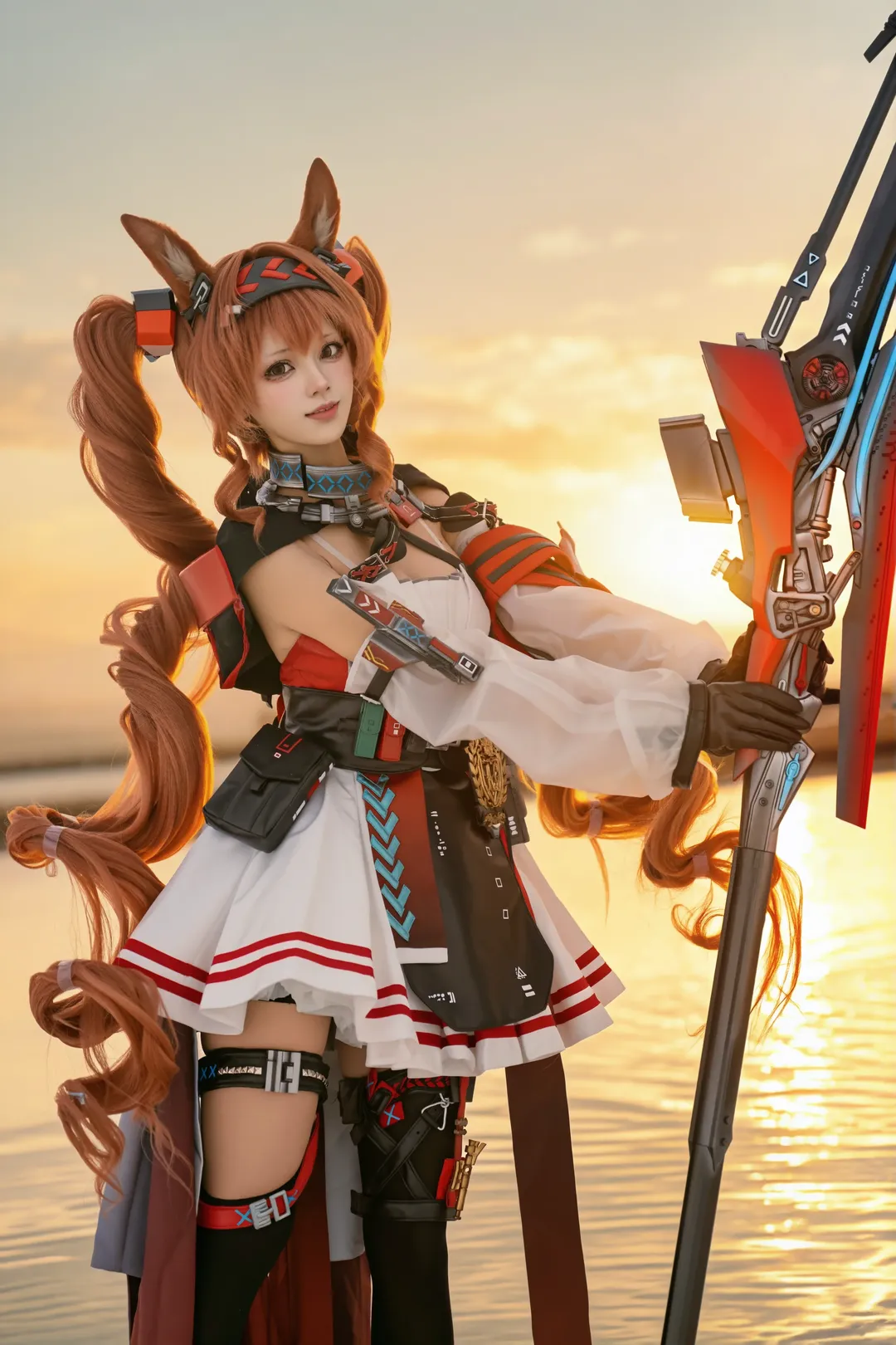 Arknights, Convention photoshoot, Outdoor cosplay photography, Angelina the Mellow Wish cosplay, Windmill scenery shooting