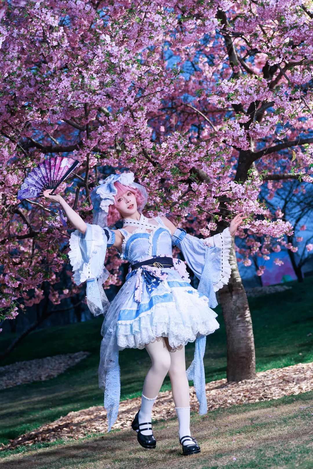 东方Project, 西行寺幽幽子cos, cosplay分享, 夜樱摄影, Lolita洋装