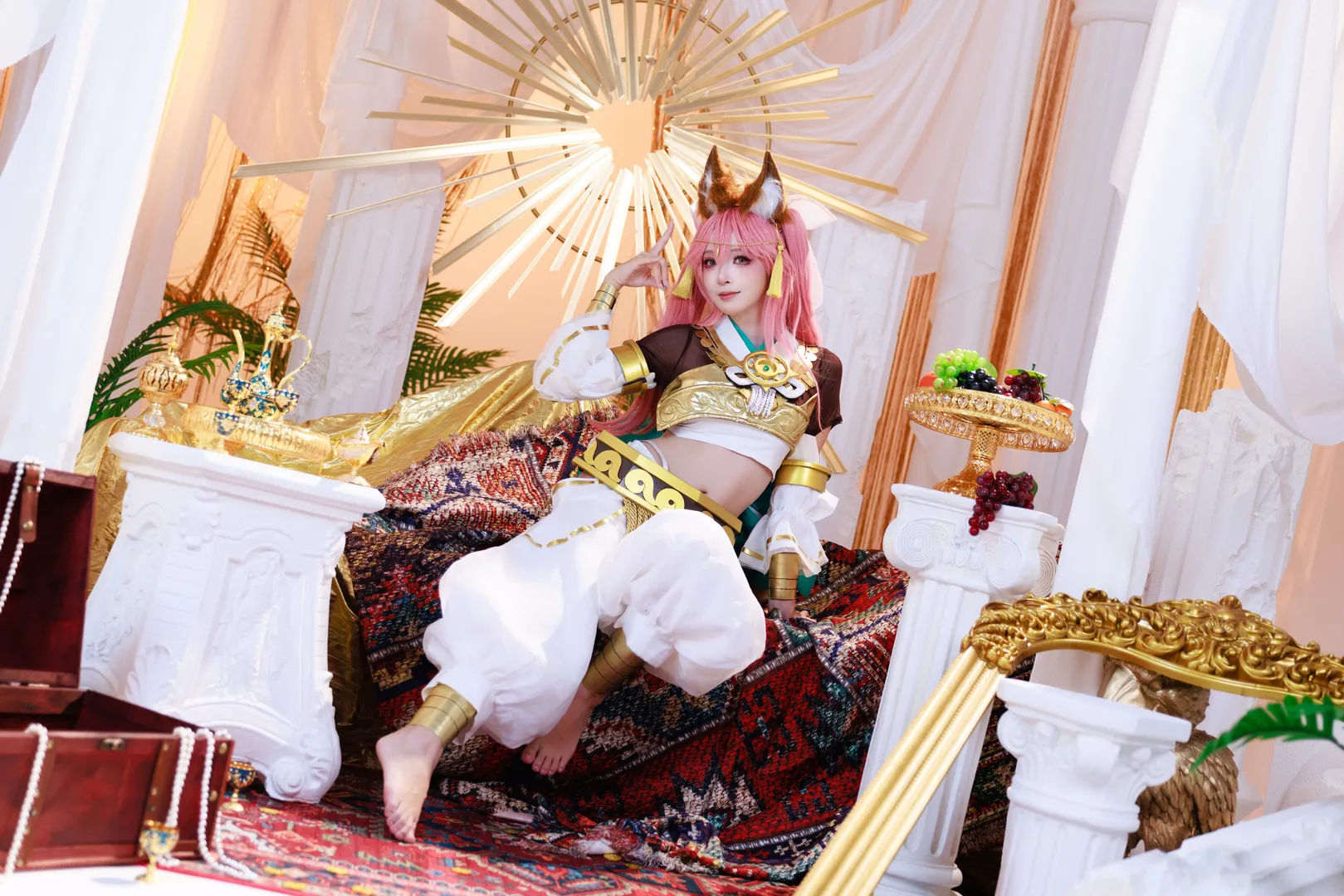 fate, 玉藻前cos, 神话礼装, 异域风情cos, 赤脚cosplay - 第1张
