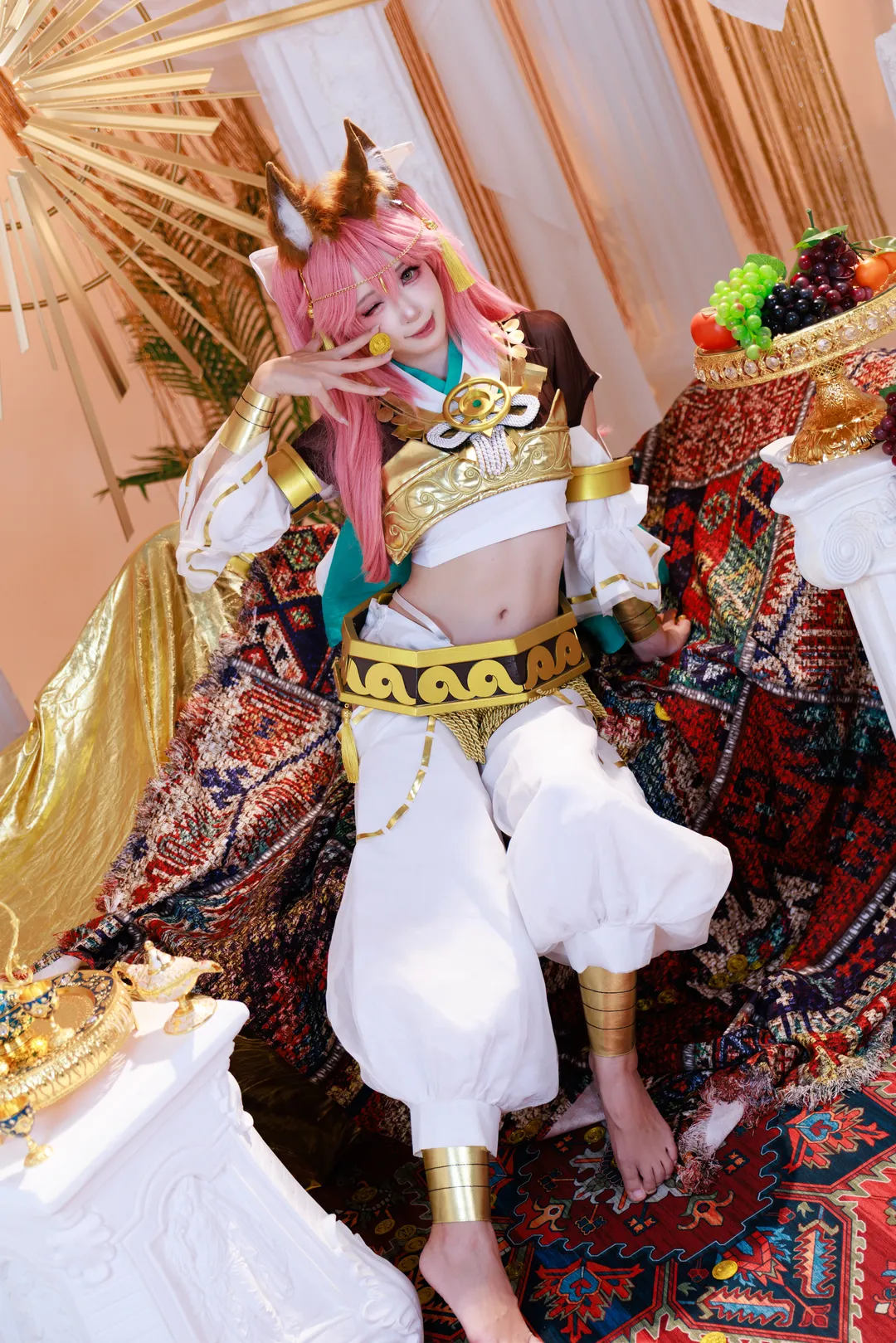 fate, 玉藻前cos, 神话礼装, 异域风情cos, 赤脚cosplay