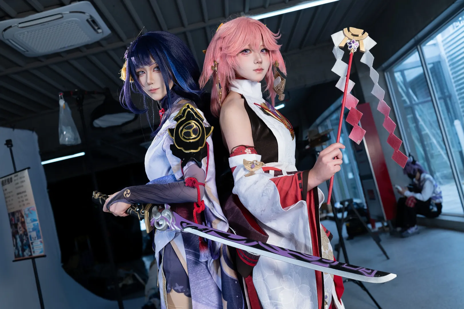 原神, 八重神子cos, 鸣神组, cosplay摄影, 雷电将军cos - 第3张