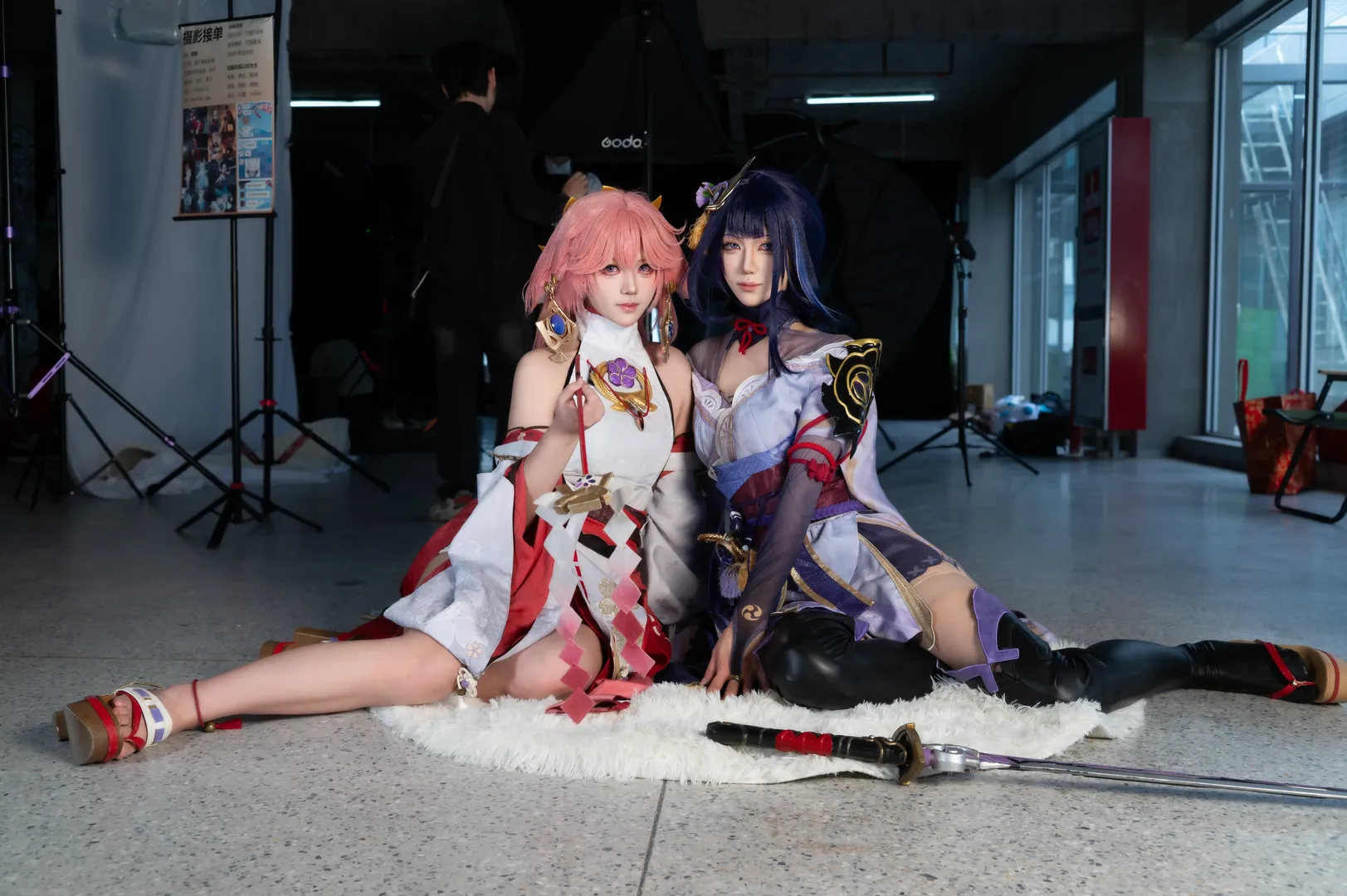 原神, 八重神子cos, 鸣神组, cosplay摄影, 雷电将军cos