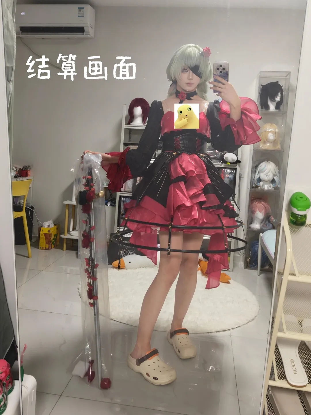 鸣潮, 漫展返图, 深圳动漫节cos, 银发眼罩, 黑红裙装