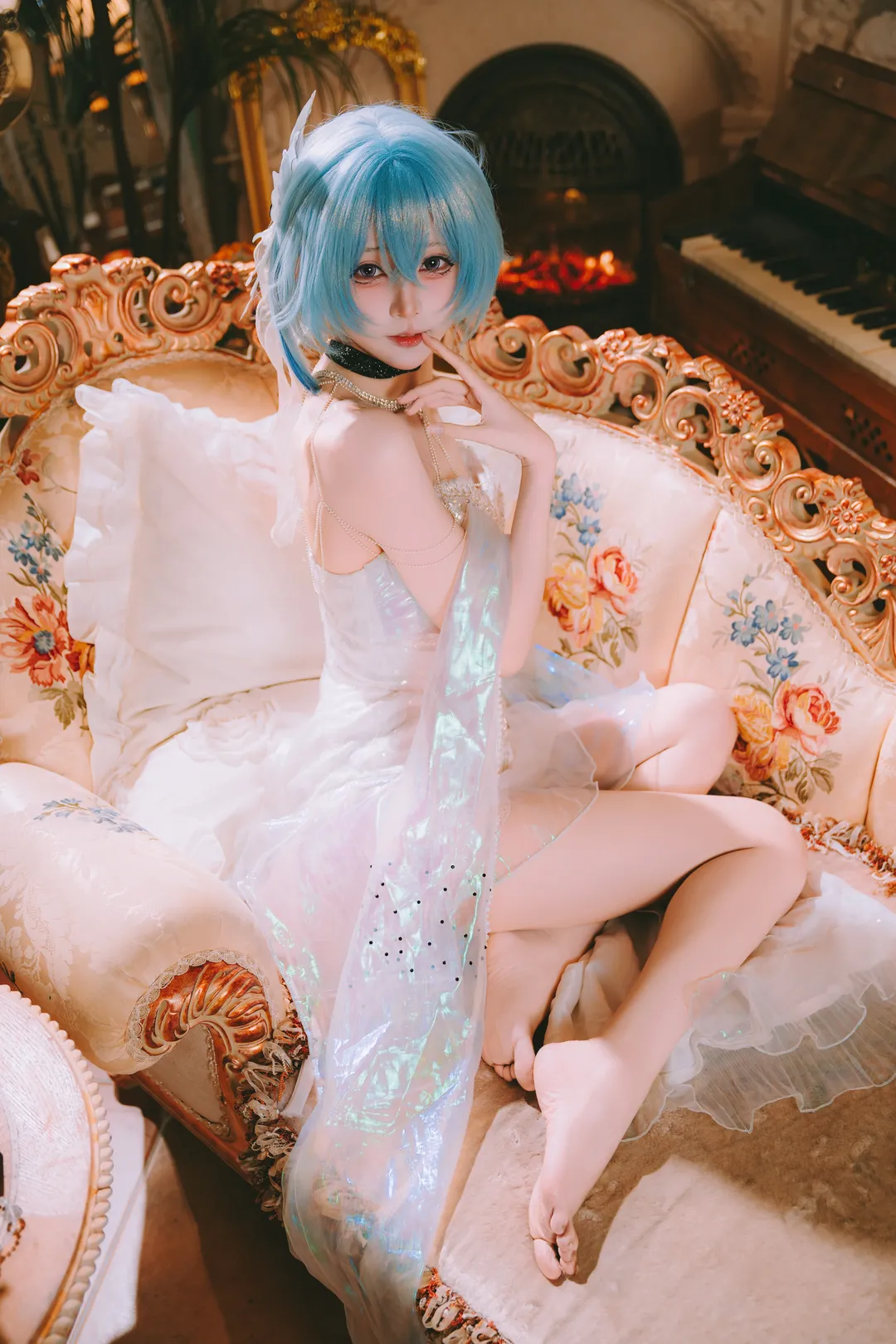 鸣潮, cosplay, 守岸人cos, 蓝发造型, 轻纱礼服 - 第2张