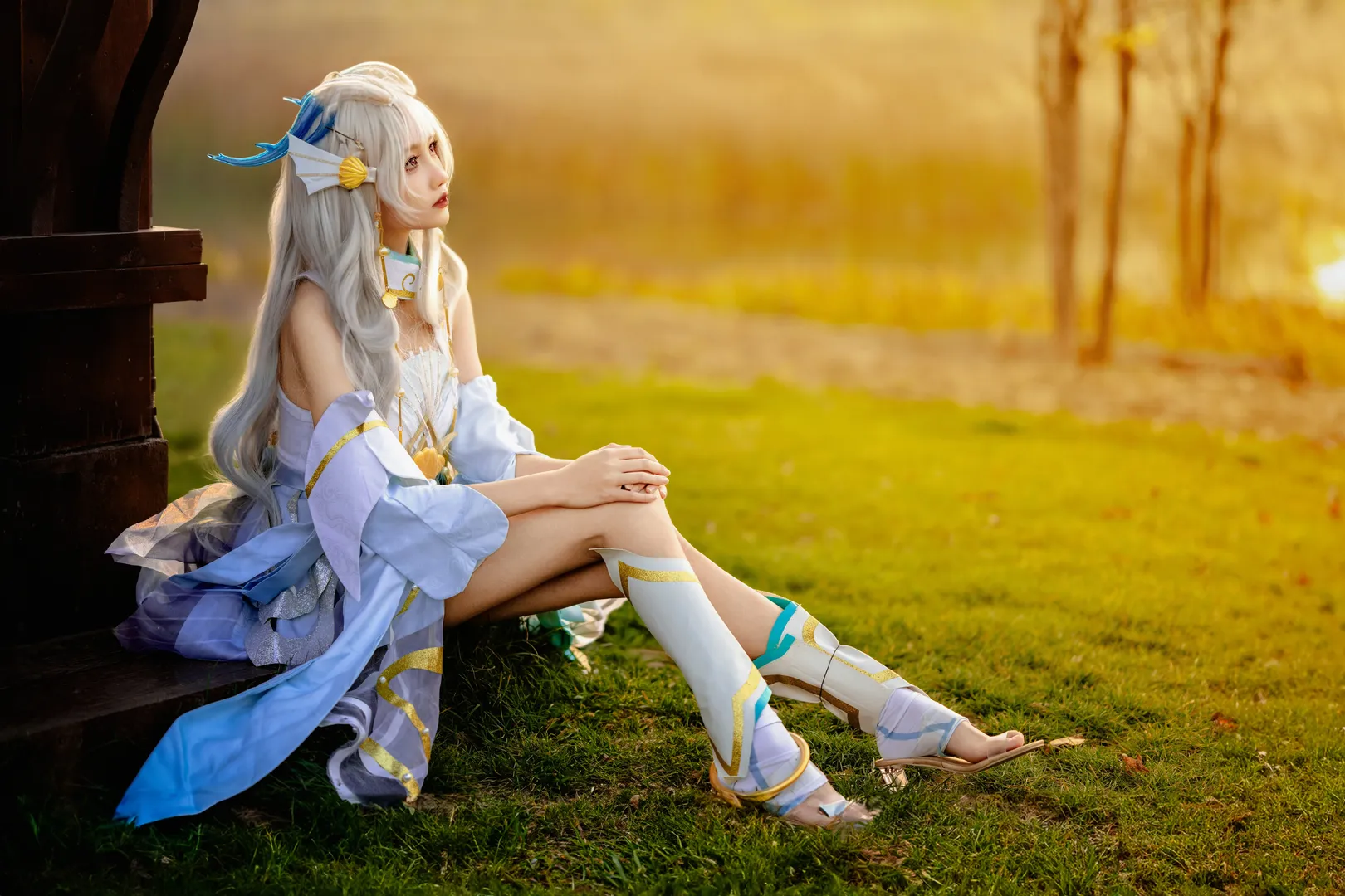 王者荣耀, 西施cos, 户外cosplay, 游龙清影, 日落逆光人像