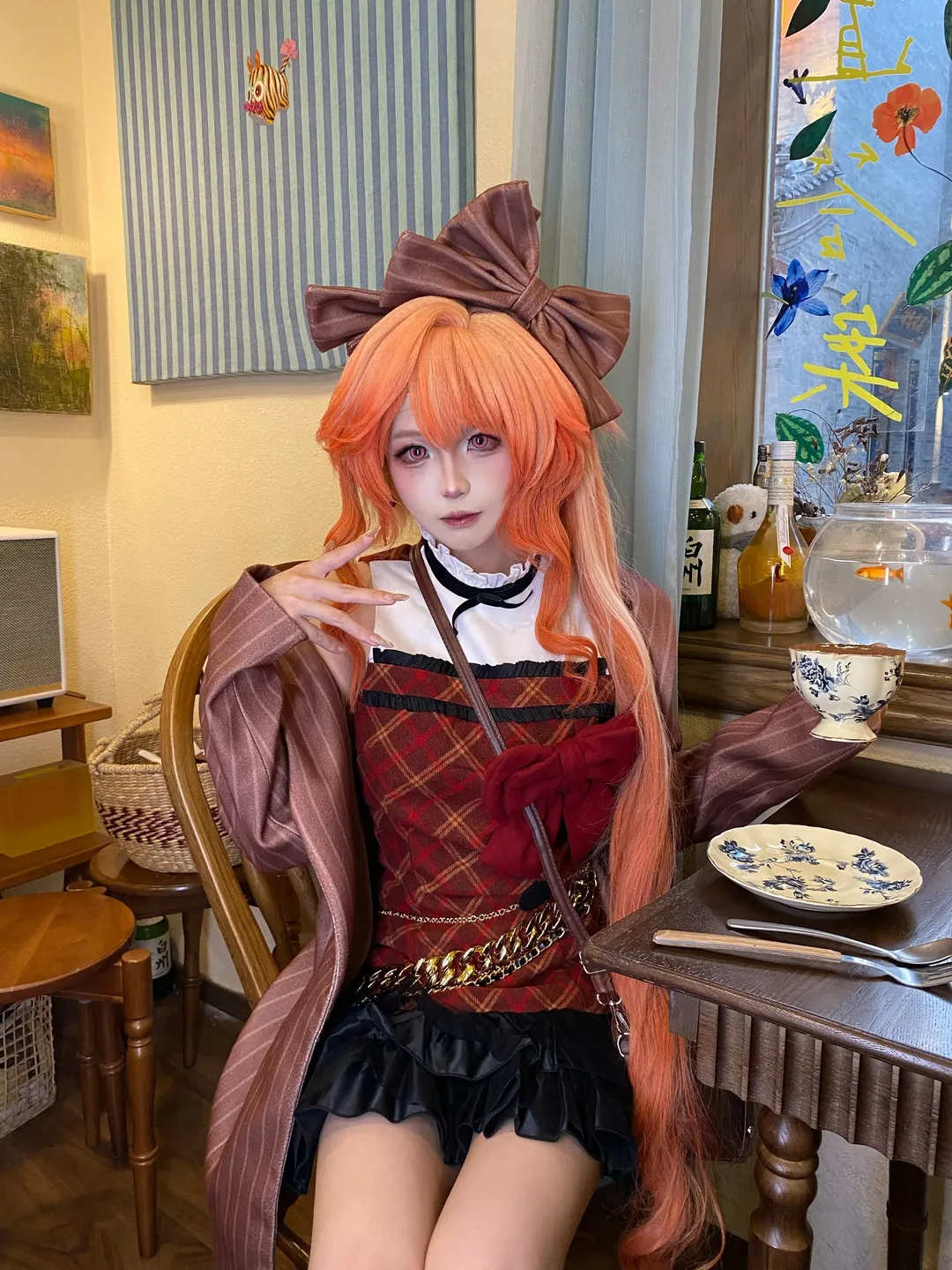 二次元, cosplay, 明日方舟, 羽生萌萌香cos, 咖啡馆写真