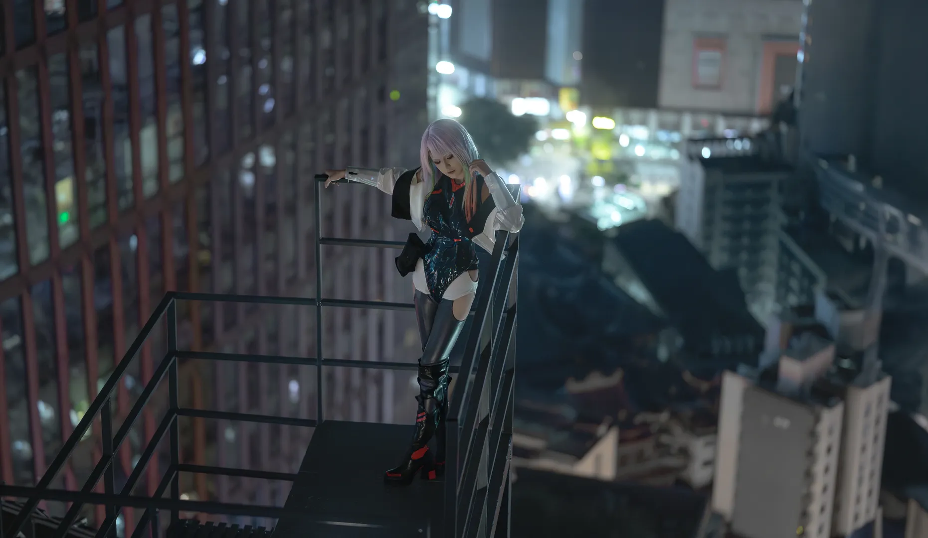 cosplay正片, 夜景摄影, 露西cos, 赛博朋克边缘行者, 赛博朋克2077 - 第5张