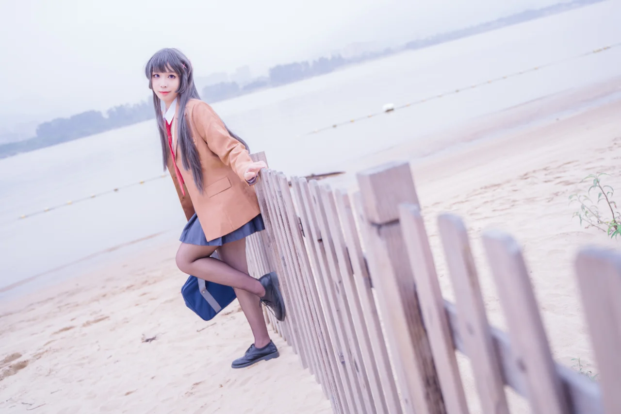 cosplay摄影, 水边外景, 二次元正片, 樱岛麻衣cos, 青春猪头少年不会梦到兔女郎学姐