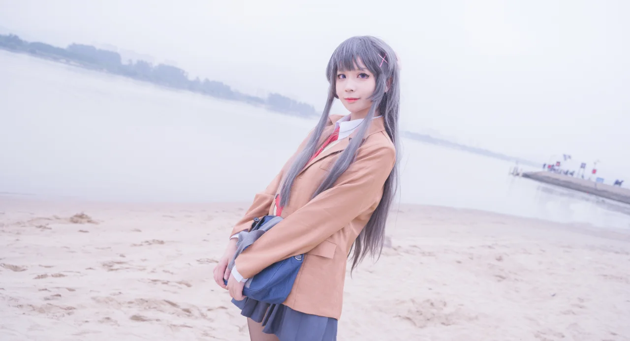 cosplay摄影, 水边外景, 二次元正片, 樱岛麻衣cos, 青春猪头少年不会梦到兔女郎学姐 - 第6张