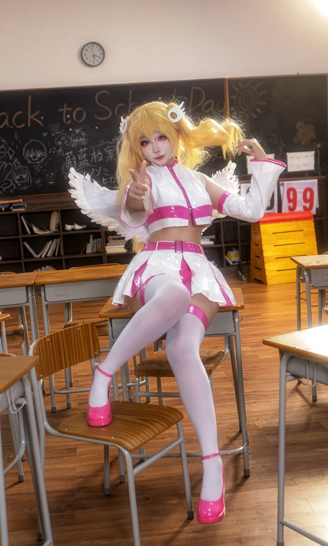 cosplay, 教室写真, 天使装扮, 莉莉艾露cos, 25次元的诱惑