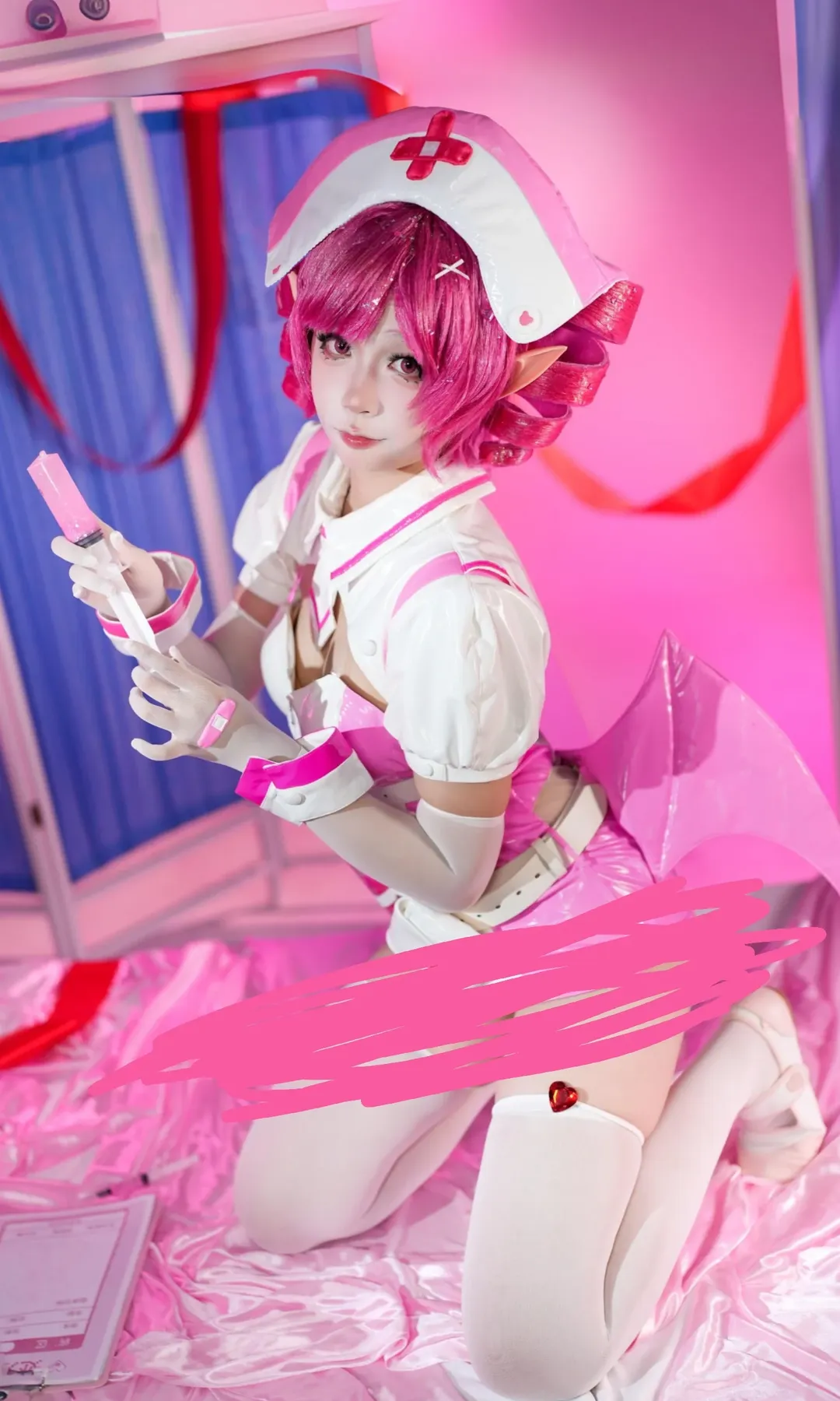 Cosplay photoshoot, Elf ears, Buro cosplay, Muse Dash, Nurse cosplay