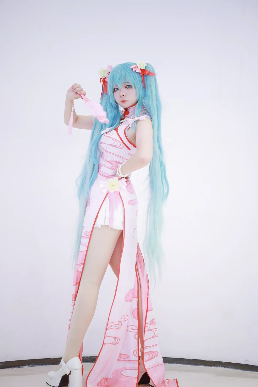 二次元, 初音ミク, 初音ミク コスプレ, 白ストッキング, チャイナドレス コスプレ - 4枚目
