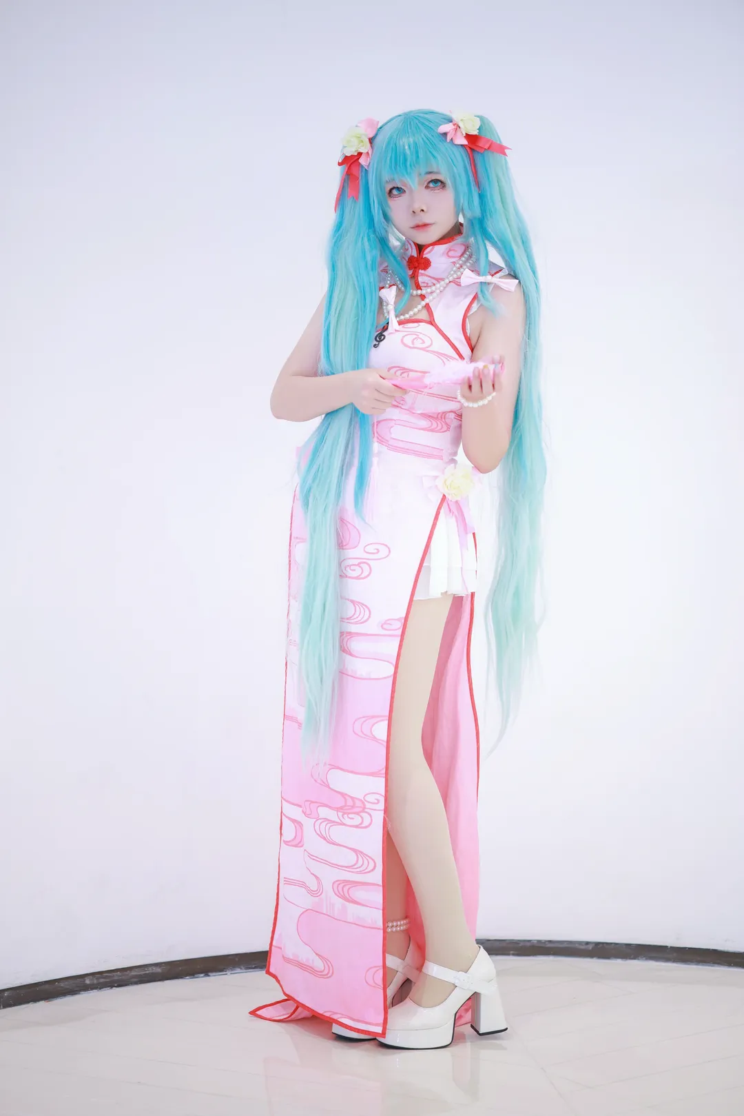 二次元, 初音ミク, 初音ミク コスプレ, 白ストッキング, チャイナドレス コスプレ - 6枚目