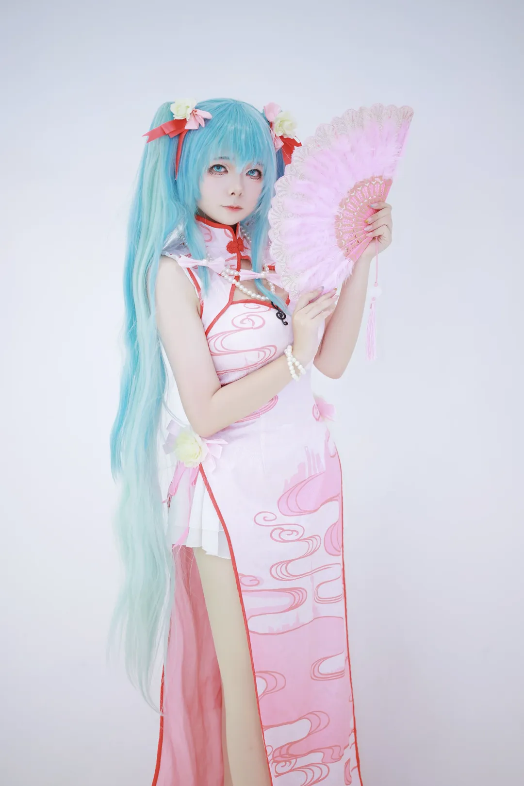 二次元, 初音ミク, 初音ミク コスプレ, 白ストッキング, チャイナドレス コスプレ - 8枚目